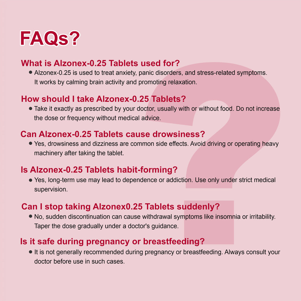 Alzonex 0.25mg Alprazolam Tablet – Mild Anxiety & Stress Relief