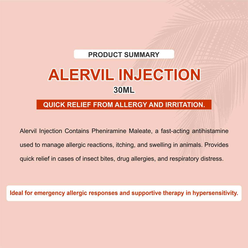 Marc Alervil Injection 100ml (64Unit) – Fast-Acting Veterinary Antiallergic & Antihistamine Solution for Livestock & Pets