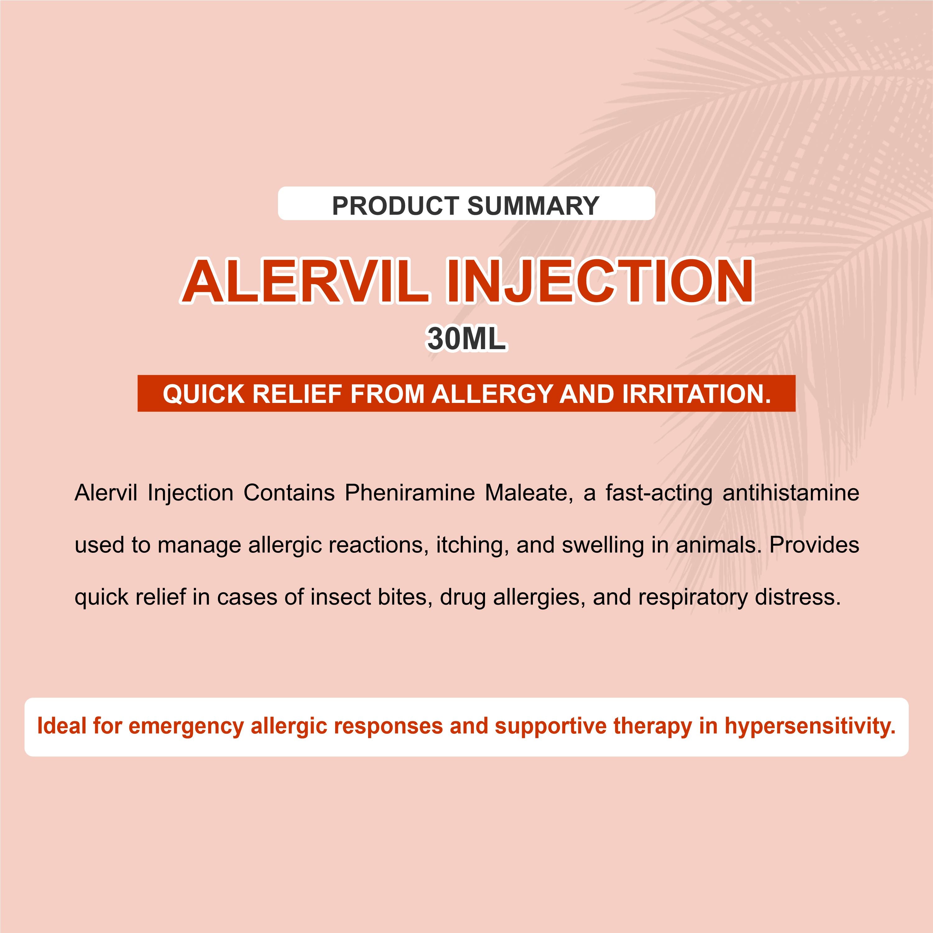 Marc Alervil Injection 100ml (64Unit) – Fast-Acting Veterinary Antiallergic & Antihistamine Solution for Livestock & Pets