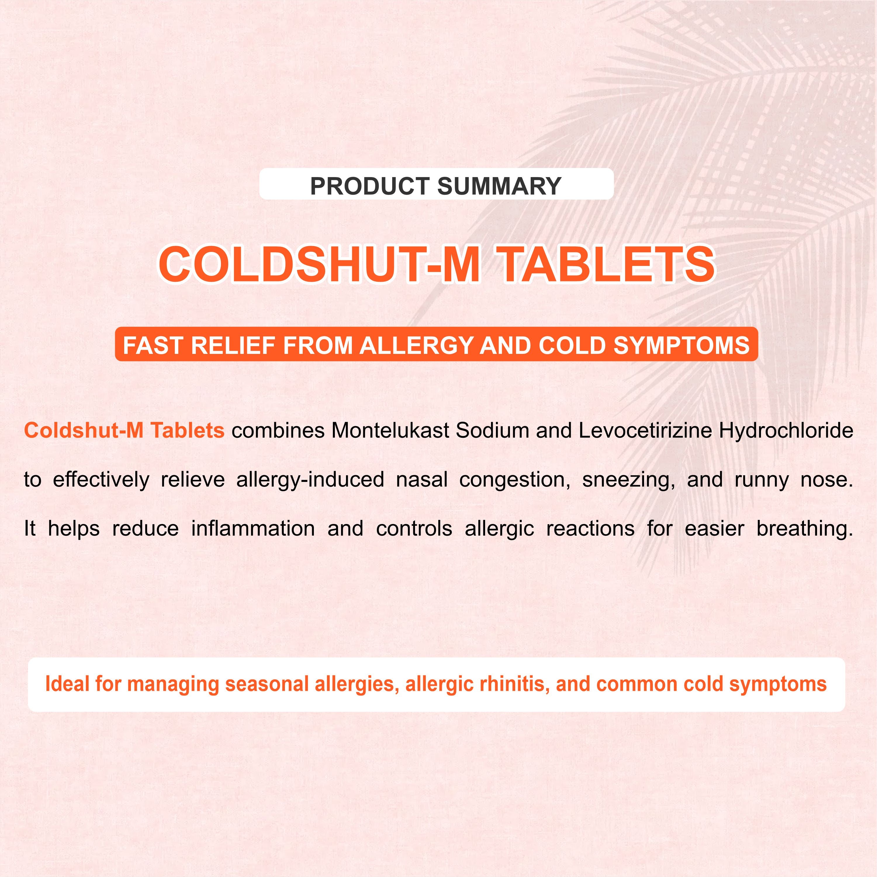 Marc ColdShut M Tablets – Dual-Action Allergy & Asthma Relief with Montelukast & Levocetirizine