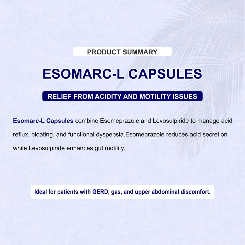 Esomarc-L Esomeprazole & Levosulpiride Capsule – Acidity, Nausea & Slow Digestion Relief
