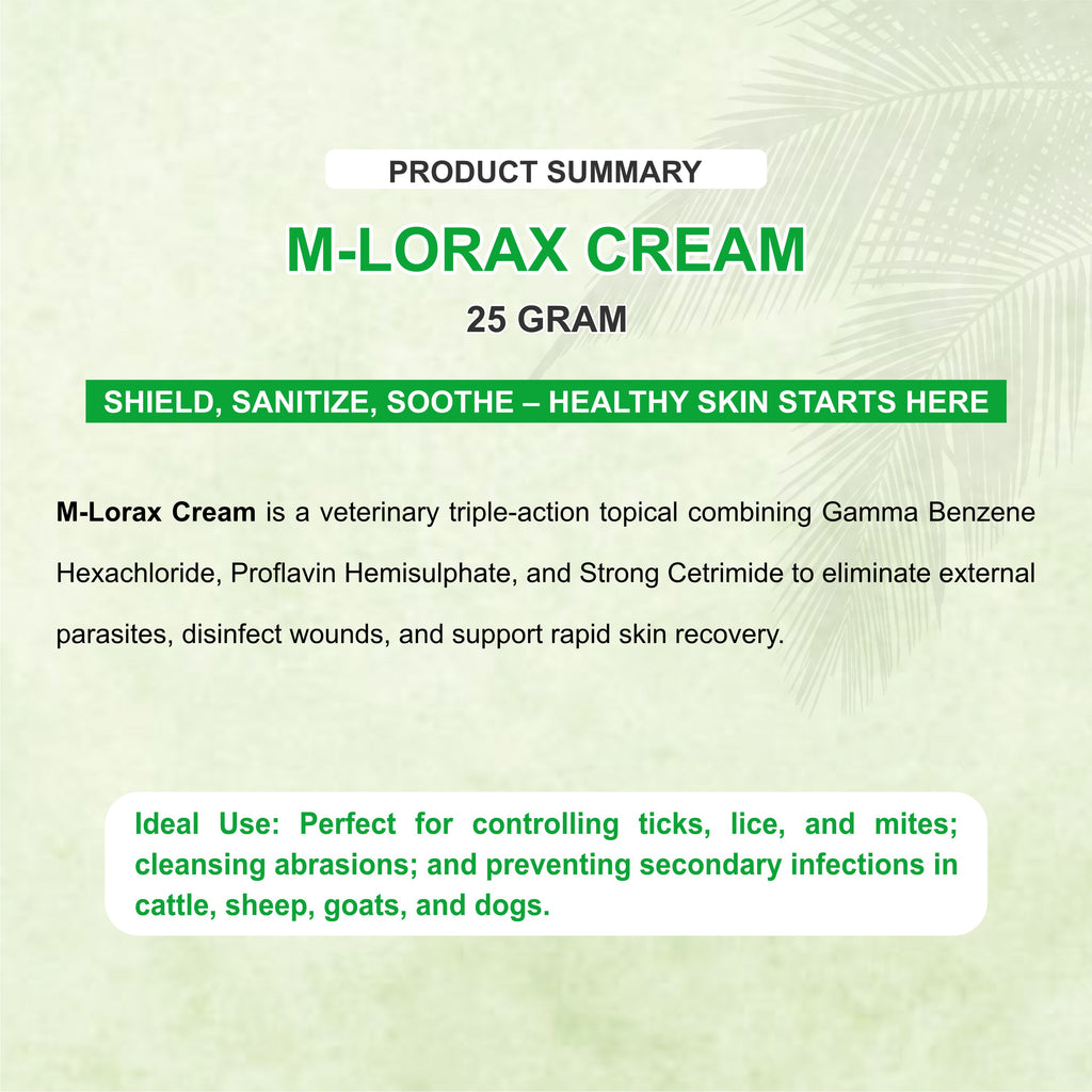 M Lorex Cream 25g – Triple-Action Antiparasitic, Antibacterial & Antiseptic Cream (Pack of 5)