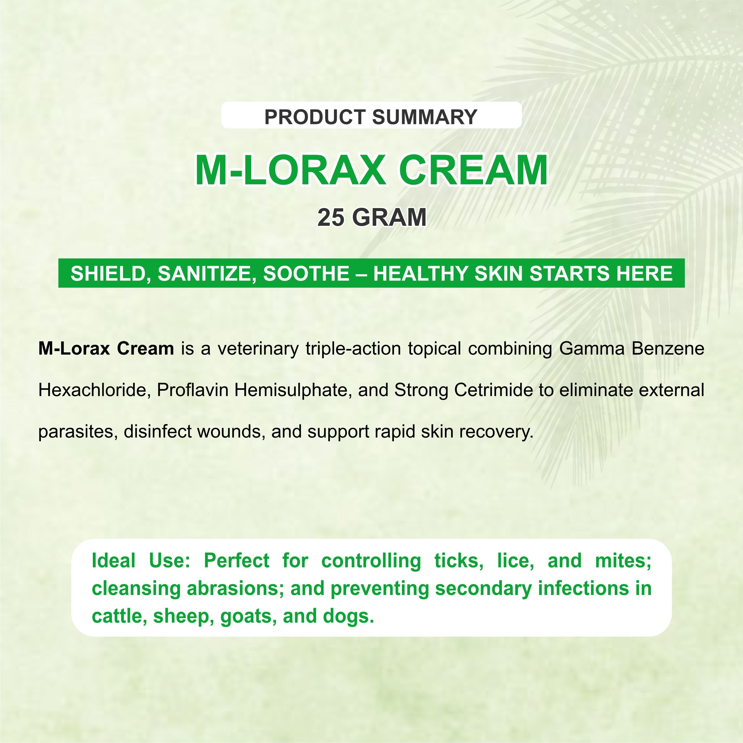 M Lorex Cream 25g – Triple-Action Antiparasitic, Antibacterial & Antiseptic Cream (Pack of 5)