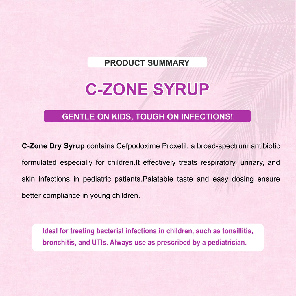 C Zone Dry Syrup – Gentle Pediatric Antibiotic for Kids’ Bacterial Infections (Pack of 6)
