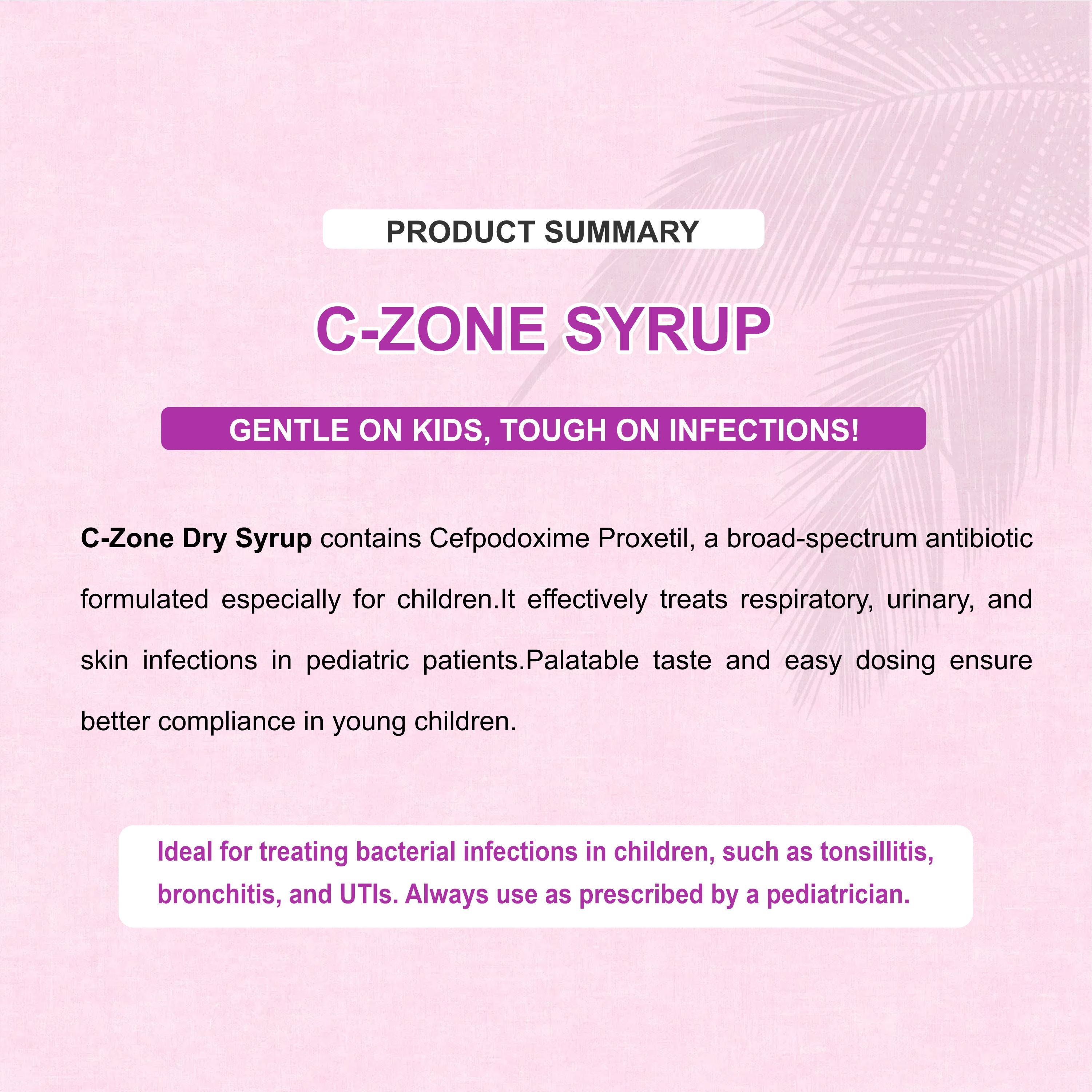 C Zone Dry Syrup – Gentle Pediatric Antibiotic for Kids’ Bacterial Infections (Pack of 6)