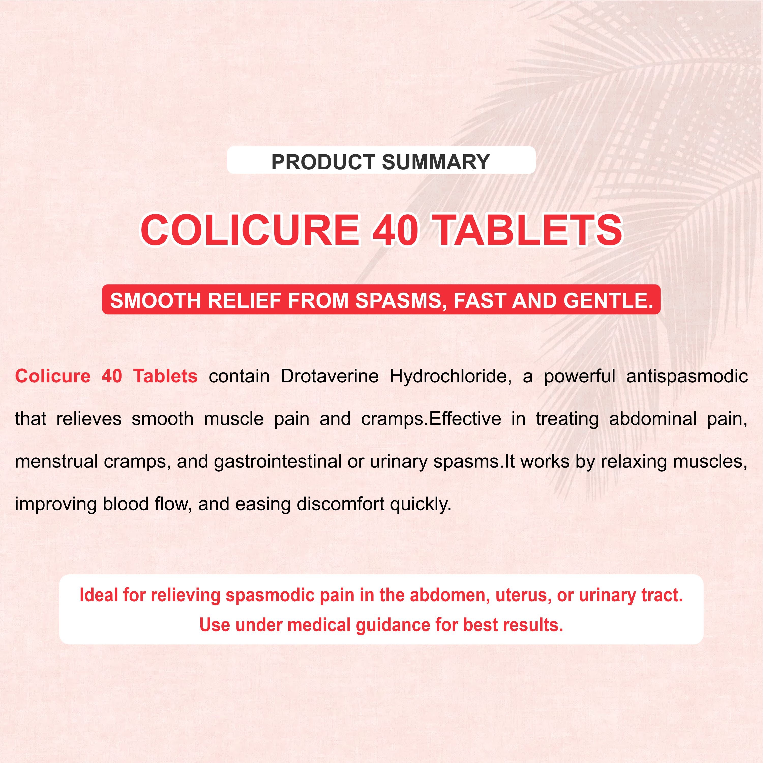 Colicure 40 Tablets – Fast-Acting Relief from Abdominal Pain, Cramps & Spasms