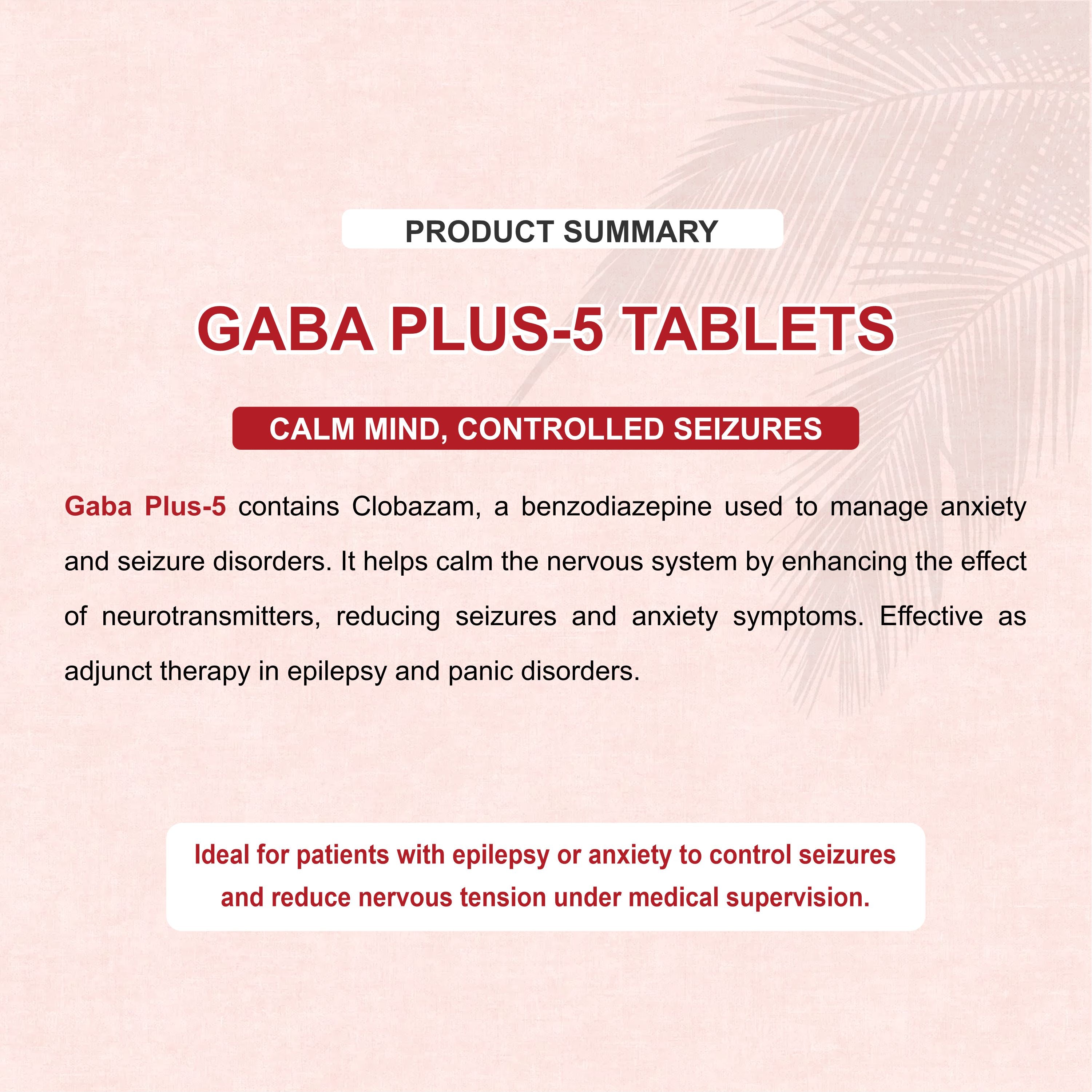 Gaba Plus 5 Tablets – Long-Term Relief for Anxiety, Seizures & Nervous Disorders