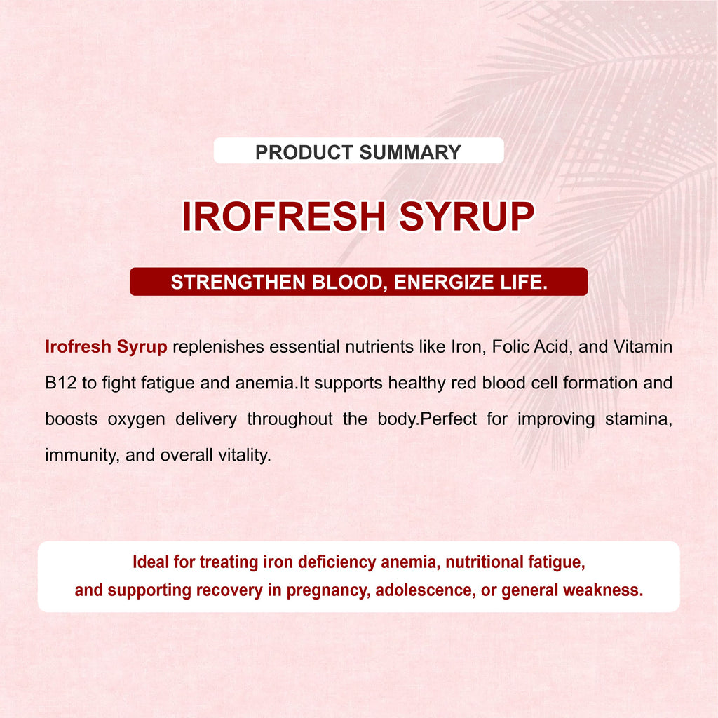 Irofresh Syrup 300ml – Best Iron Tonic with Folic Acid & Vitamin B12 for Anemia & Energy Support