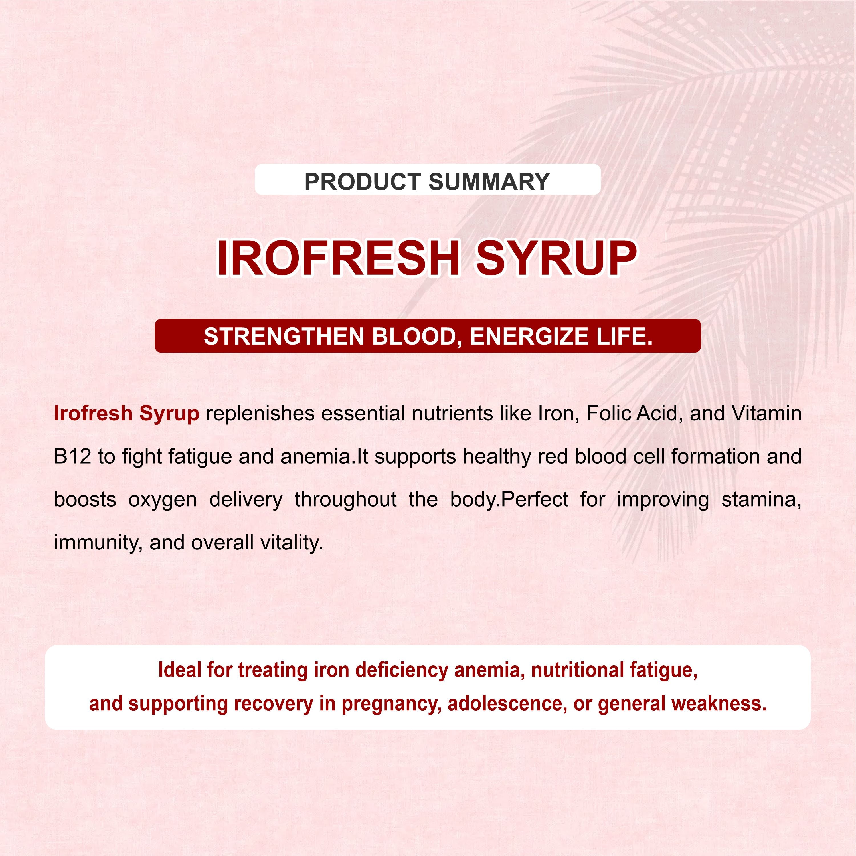 Irofresh Syrup 200ml – Best Iron Tonic with Folic Acid & Vitamin B12 for Anemia & Energy Support