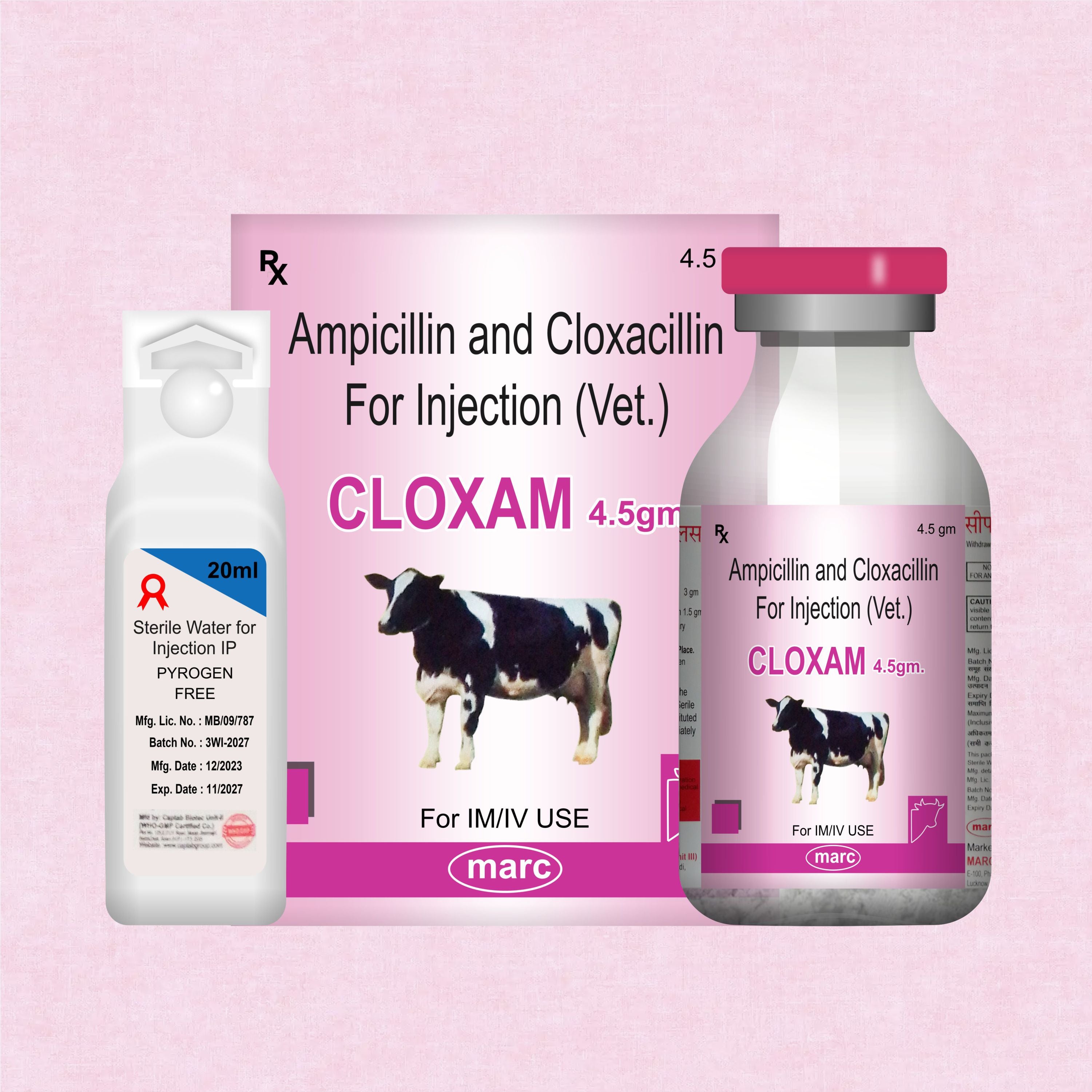 Cloxam Injection 4.5Gm – Fast-Acting Injectable Antibiotic for Livestock Health (Pack of 2)