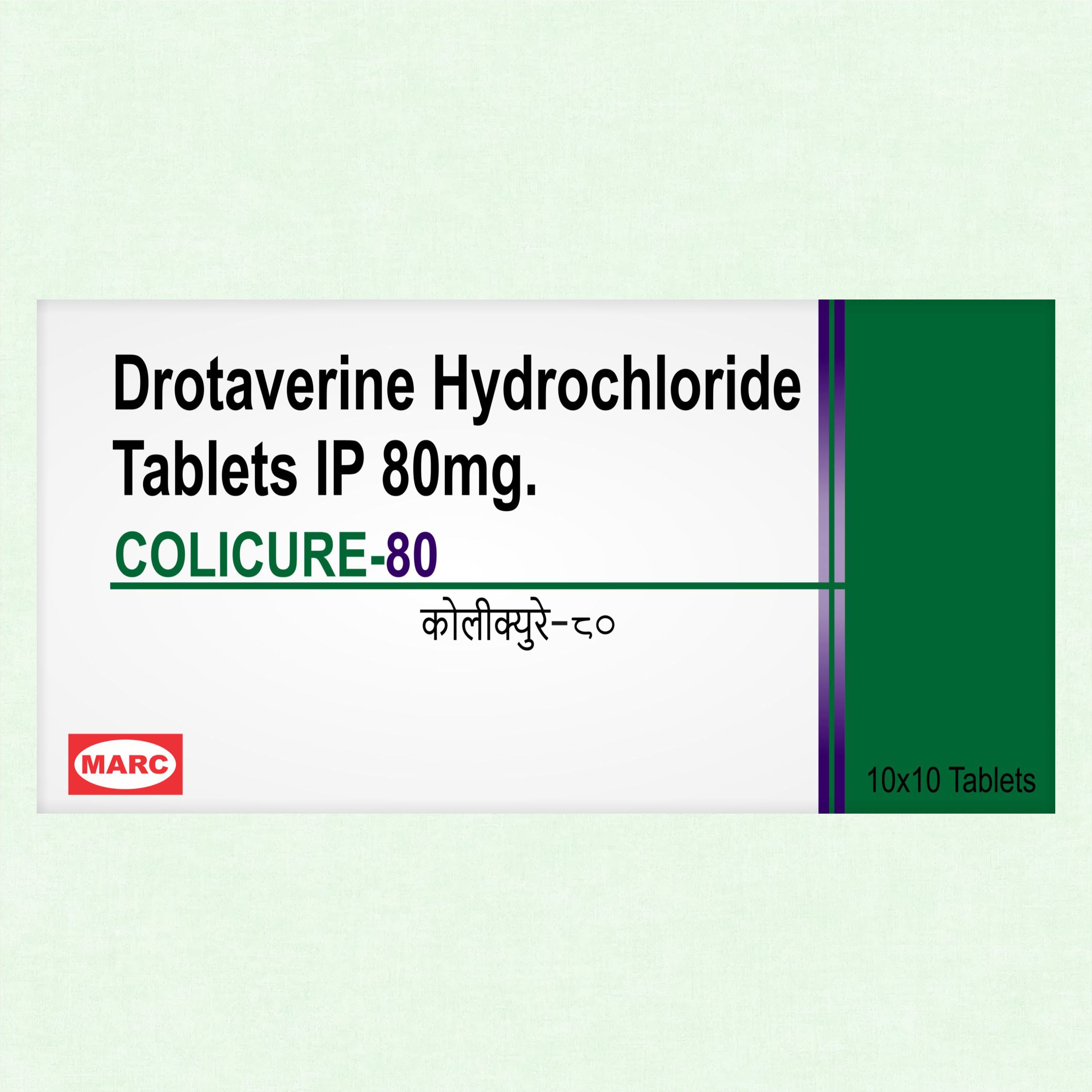 Colicure-80 Drotaverine 80mg Tablet – Abdominal Cramps, Colic & Spasm Relief