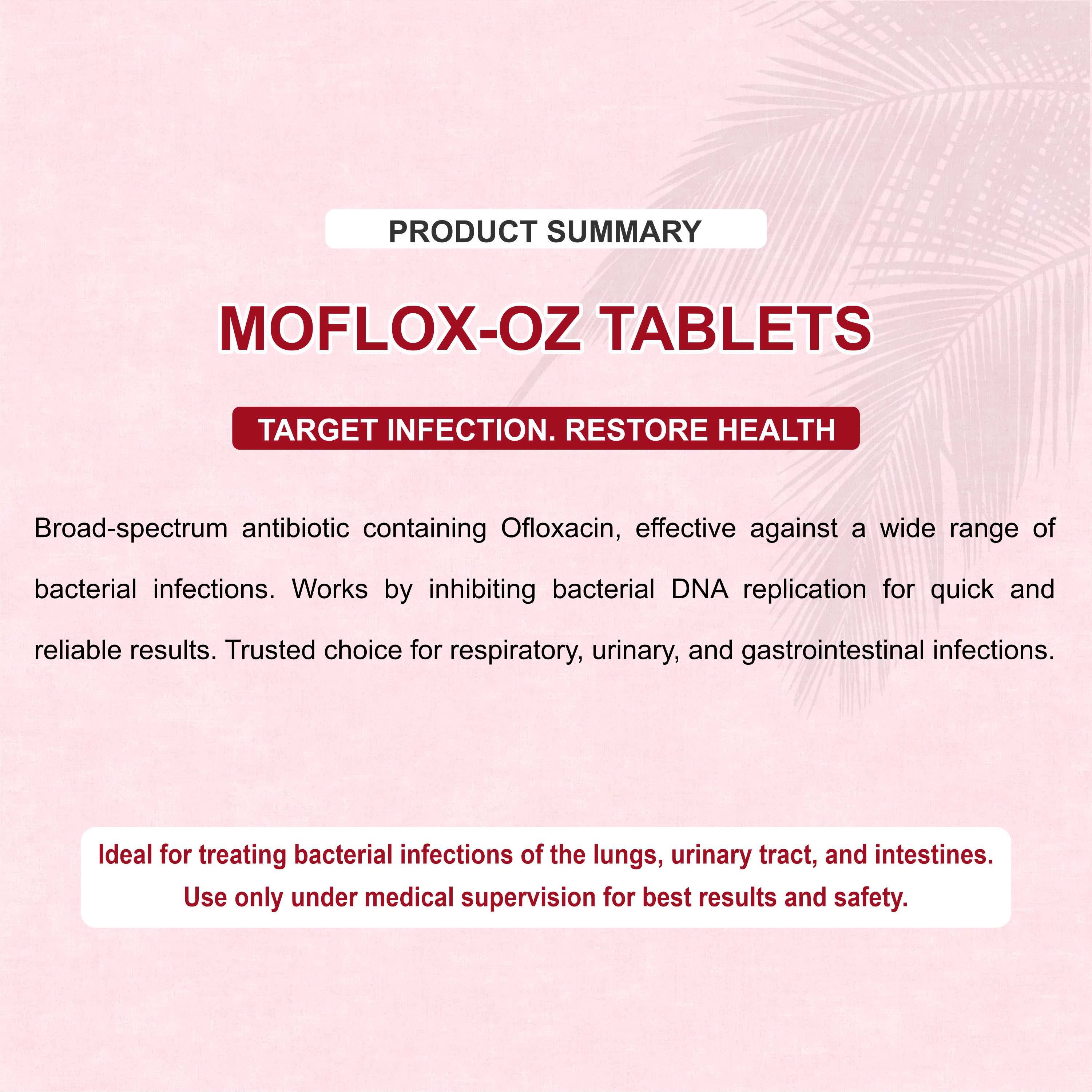 Moflox OZ Tablets – Double-Action Antibiotic for Intestinal & GI Infections (Pack of 2 Strip)