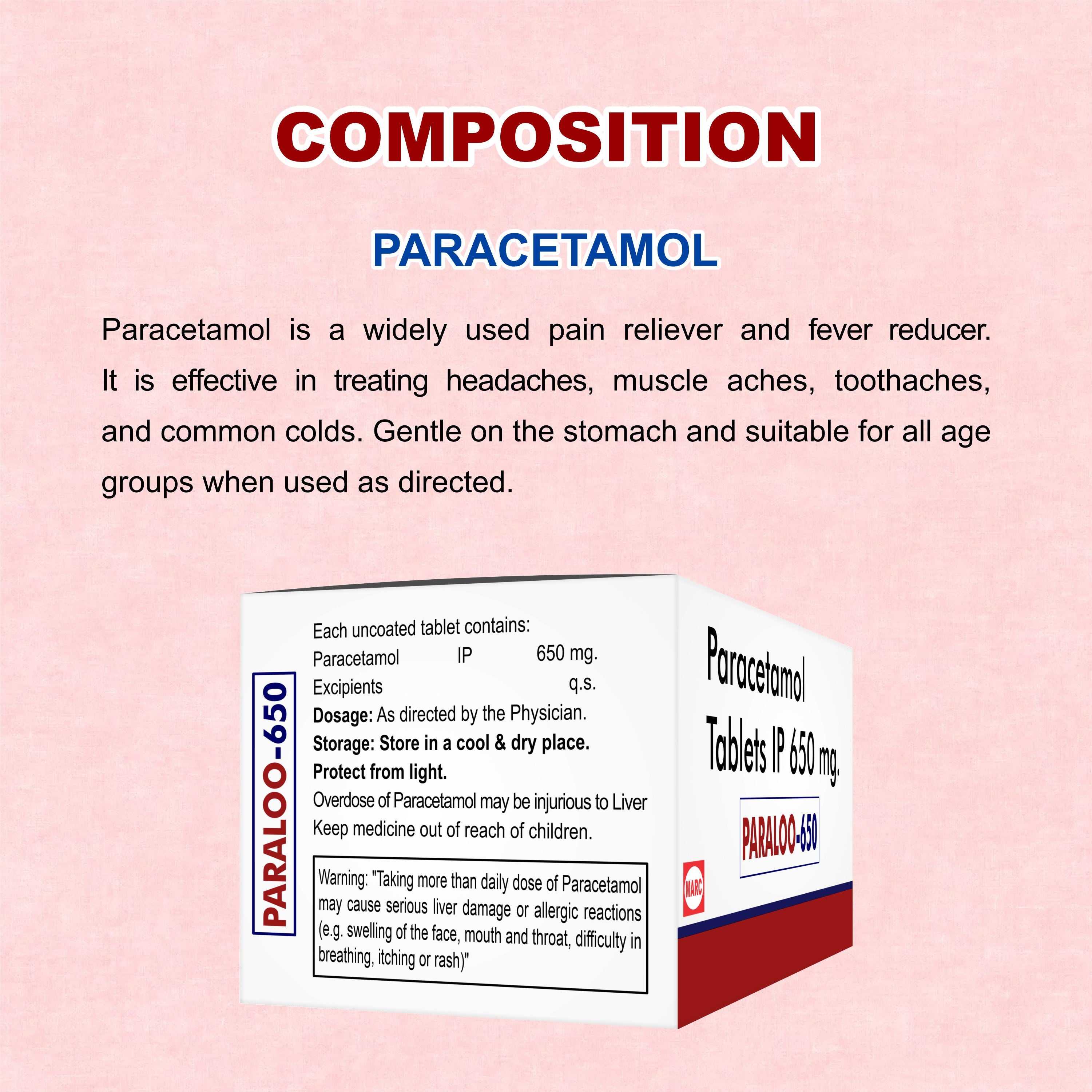 Paraloo-650 Paracetamol 650mg Tablet – Stronger Fever & Pain Relief for Adults