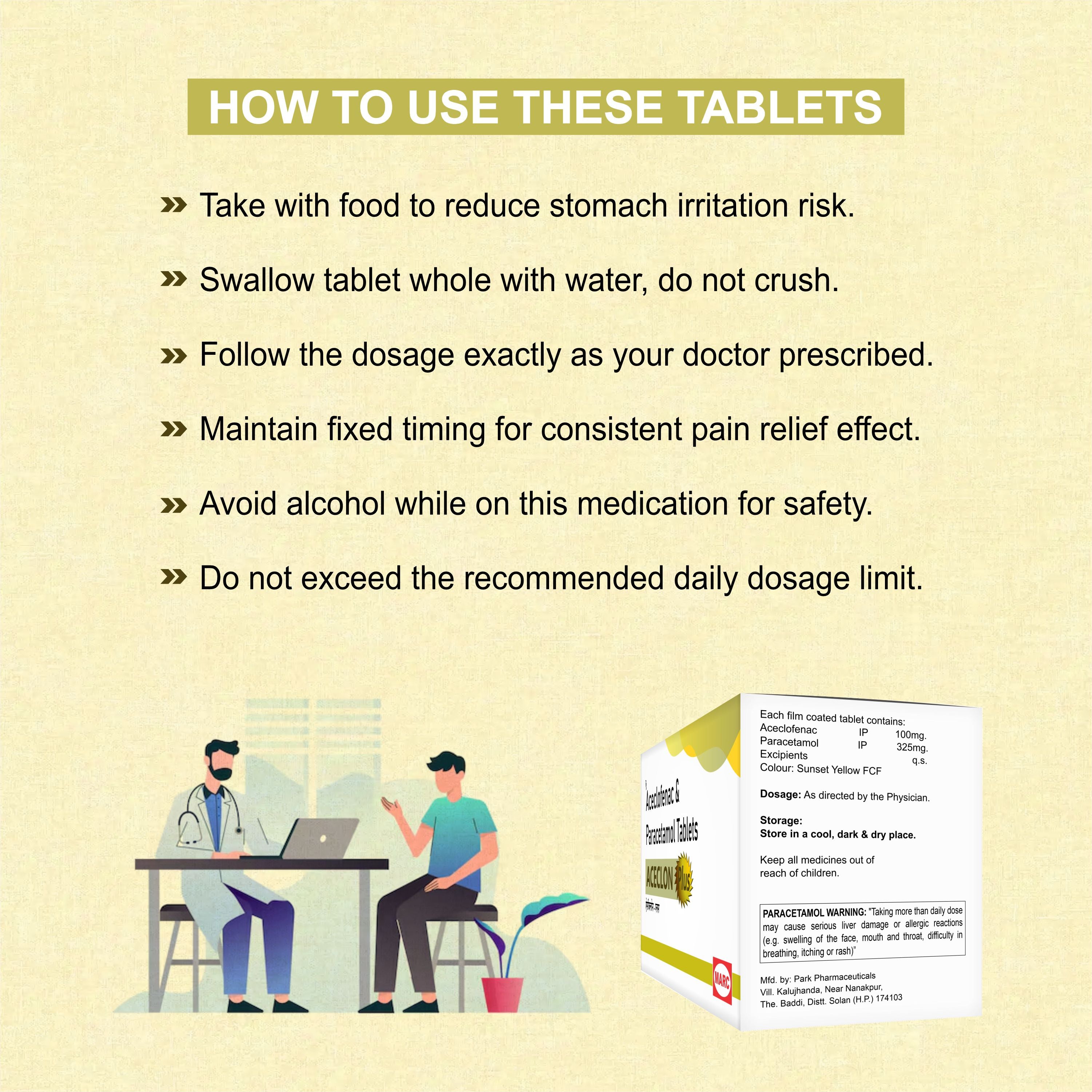 Marc Aceclon Plus Tablet – Dual-Action Pain Relief for Inflammation, Swelling & Fever