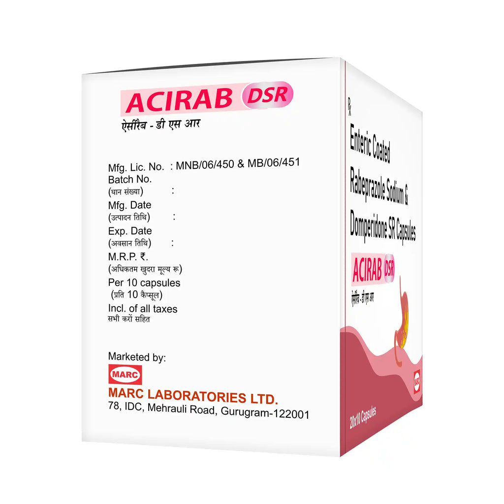 Acirab DSR Rabeprazole & Domperidone Capsule – Acid Reflux, Nausea & Slow Digestion Relief