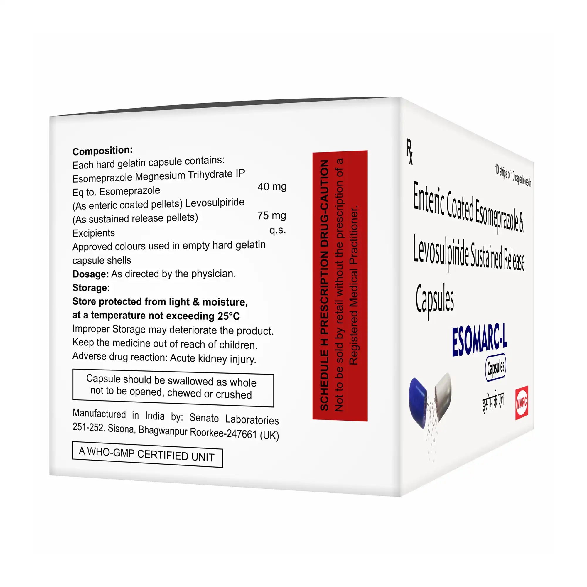 Esomarc-L Esomeprazole & Levosulpiride Capsule – Acidity, Nausea & Slow Digestion Relief
