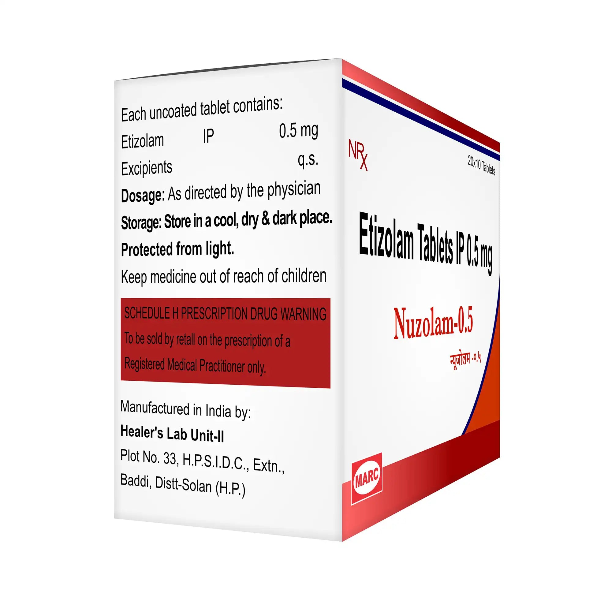 Nuzolam 0.5mg Alprazolam Tablet – Moderate Anxiety, Panic Disorder & Insomnia Relief