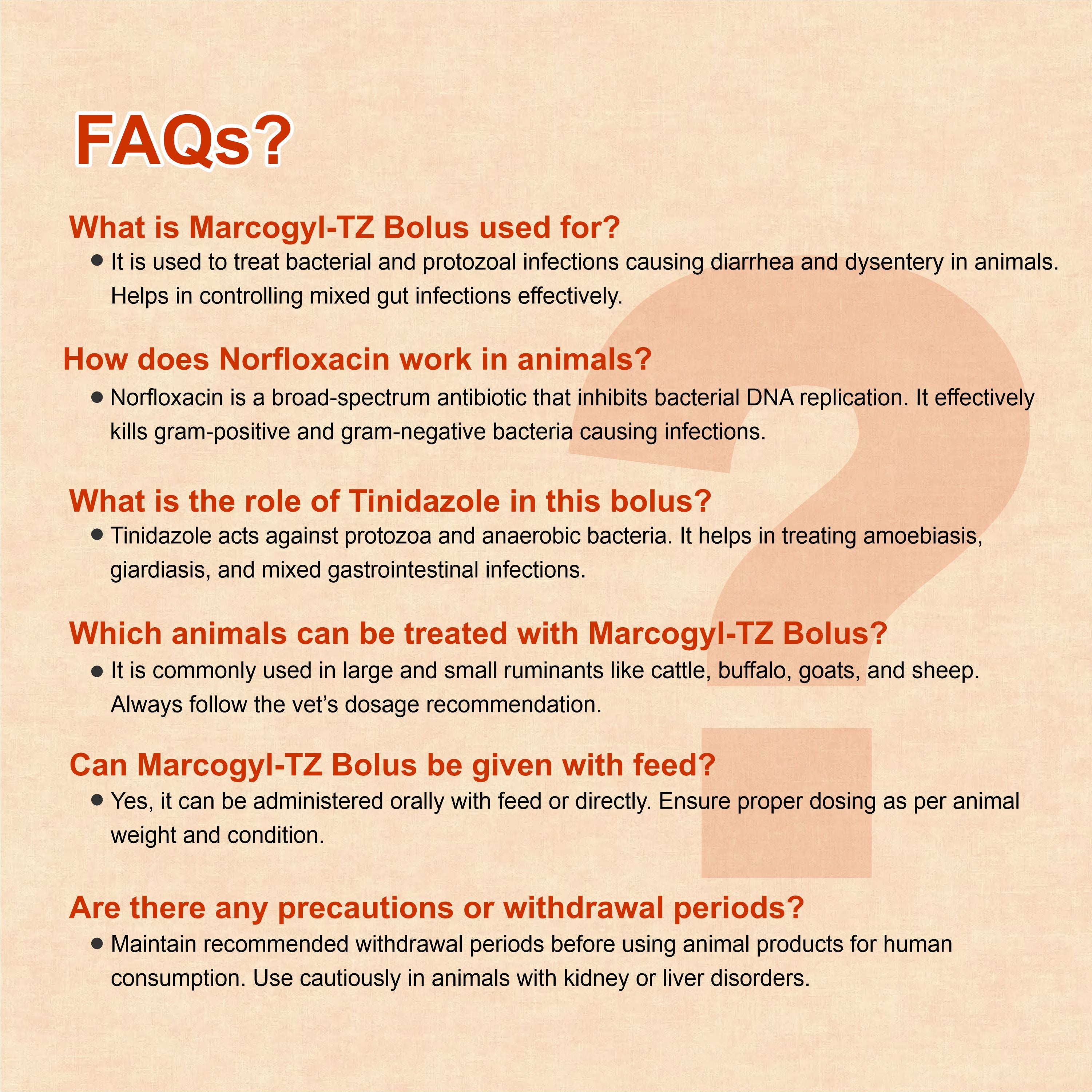 Marcogyl TZ Bolus – Norfloxacin + Tinidazole Veterinary Bolus