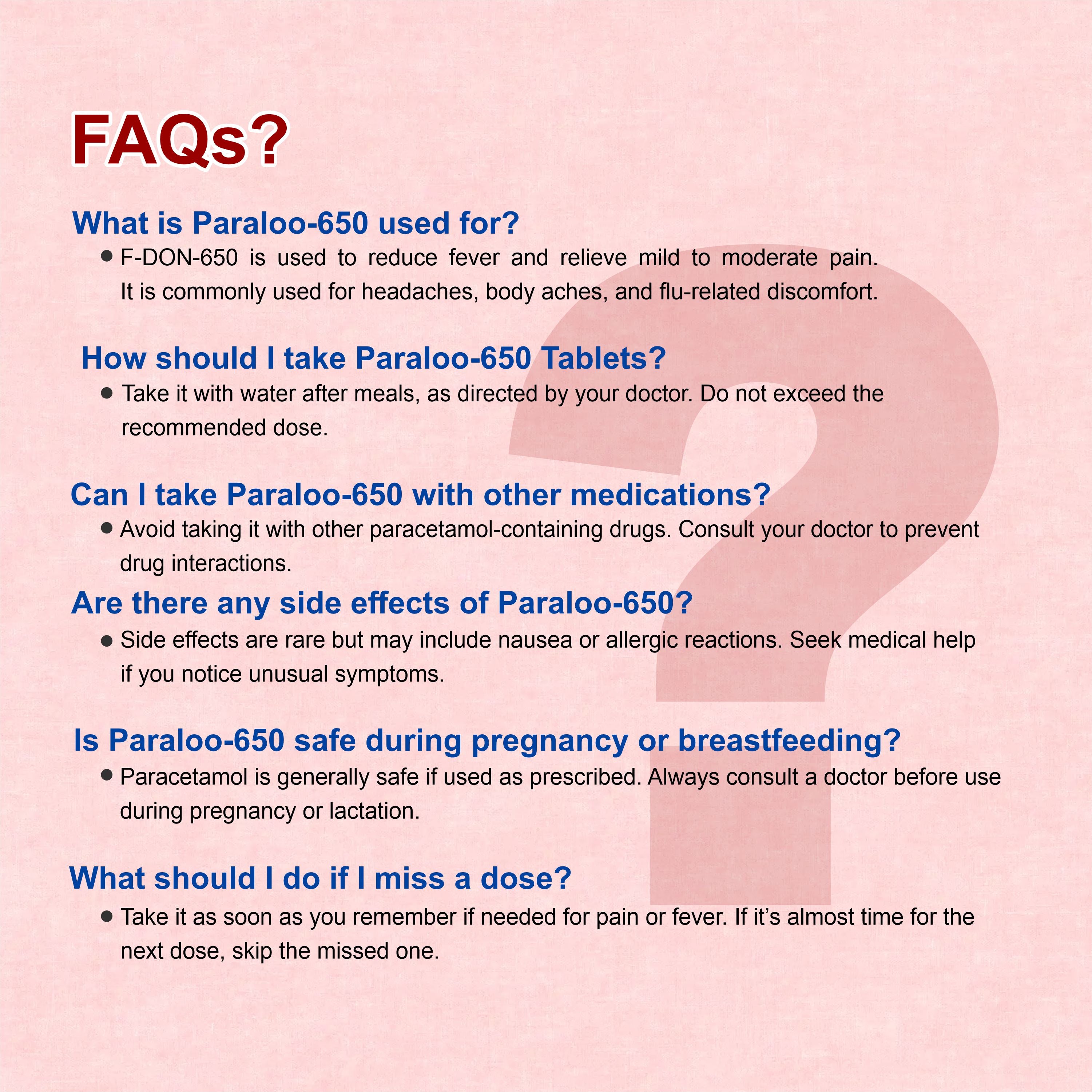 Paraloo-650 Paracetamol 650mg Tablet – Stronger Fever & Pain Relief for Adults