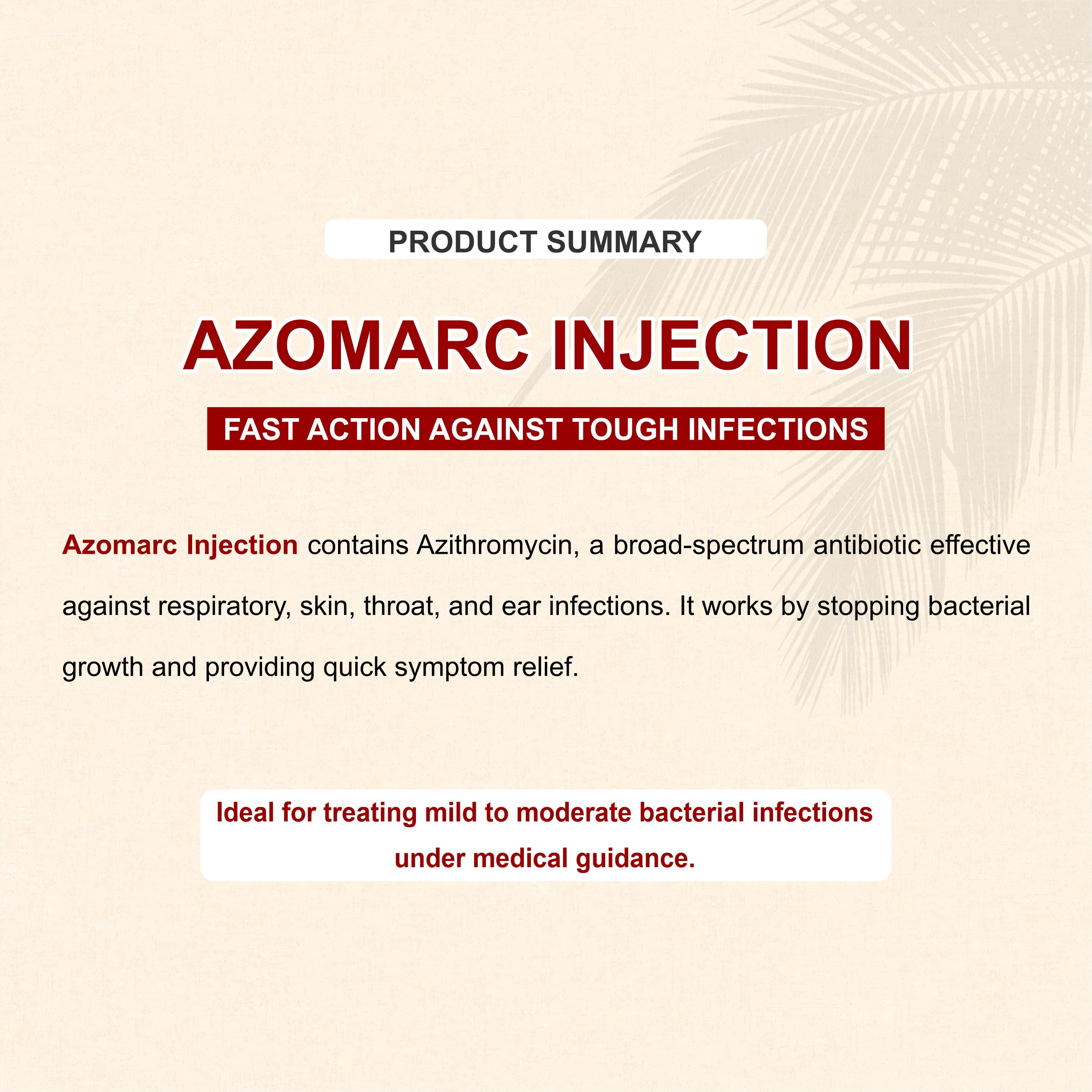 Azomarc Injection (Azithromycin) – Fast-Acting IV Antibiotic for Serious Infections(Pack of 2)