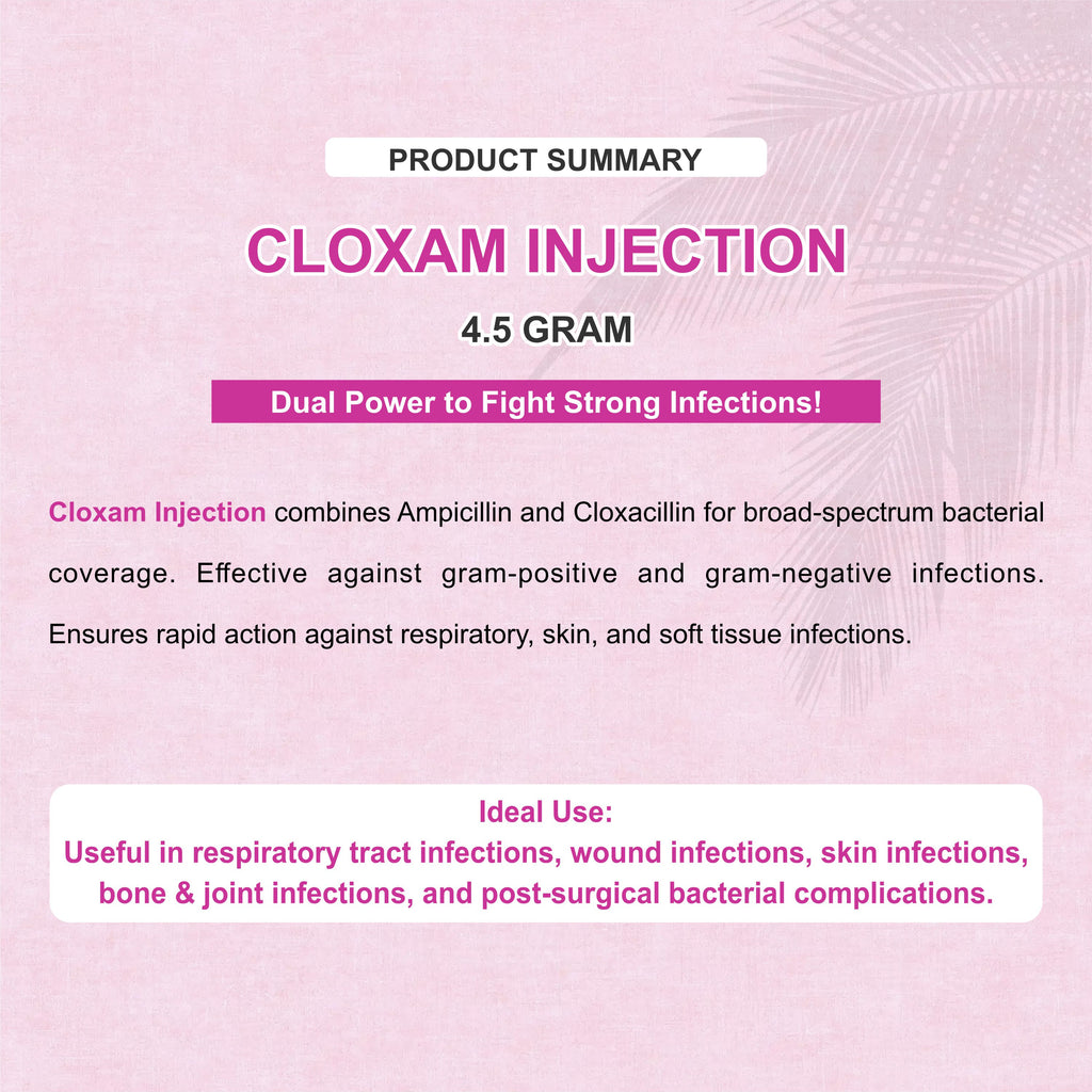 Cloxam Injection 4.5Gm – Fast-Acting Injectable Antibiotic for Livestock Health (Pack of 2)