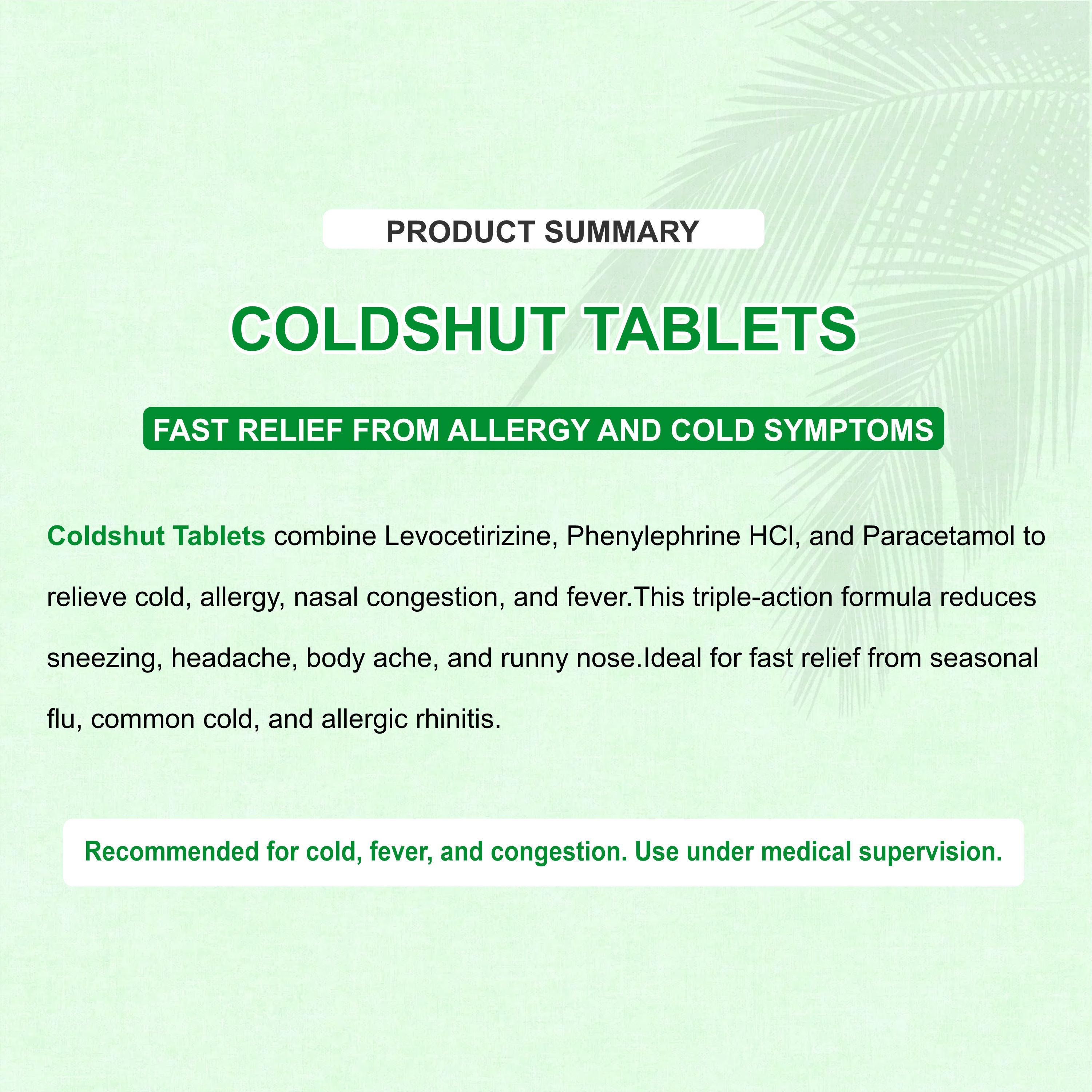 Marc Coldshut Tablets – Triple-Action Relief for Cold, Fever & Nasal Congestion