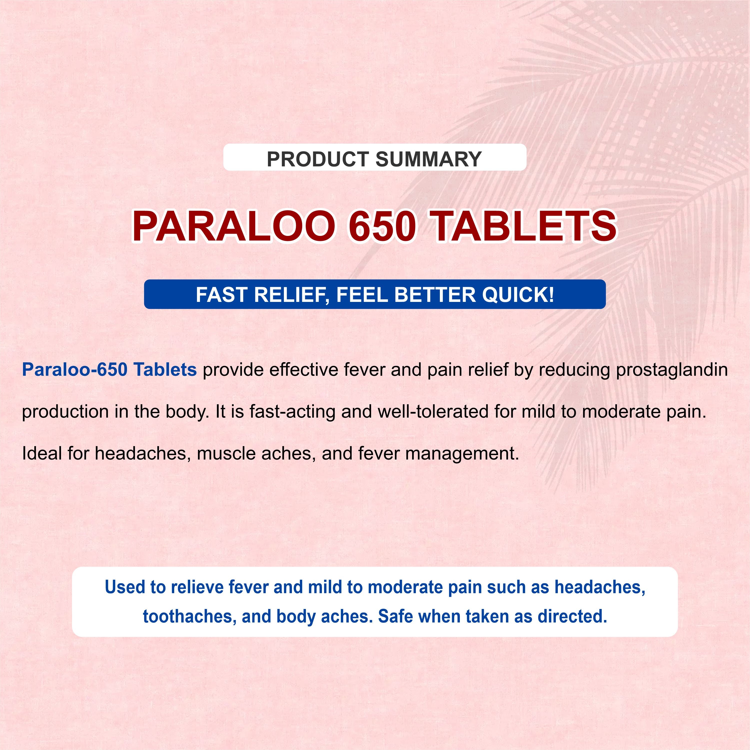 Paraloo-650 Paracetamol 650mg Tablet – Stronger Fever & Pain Relief for Adults