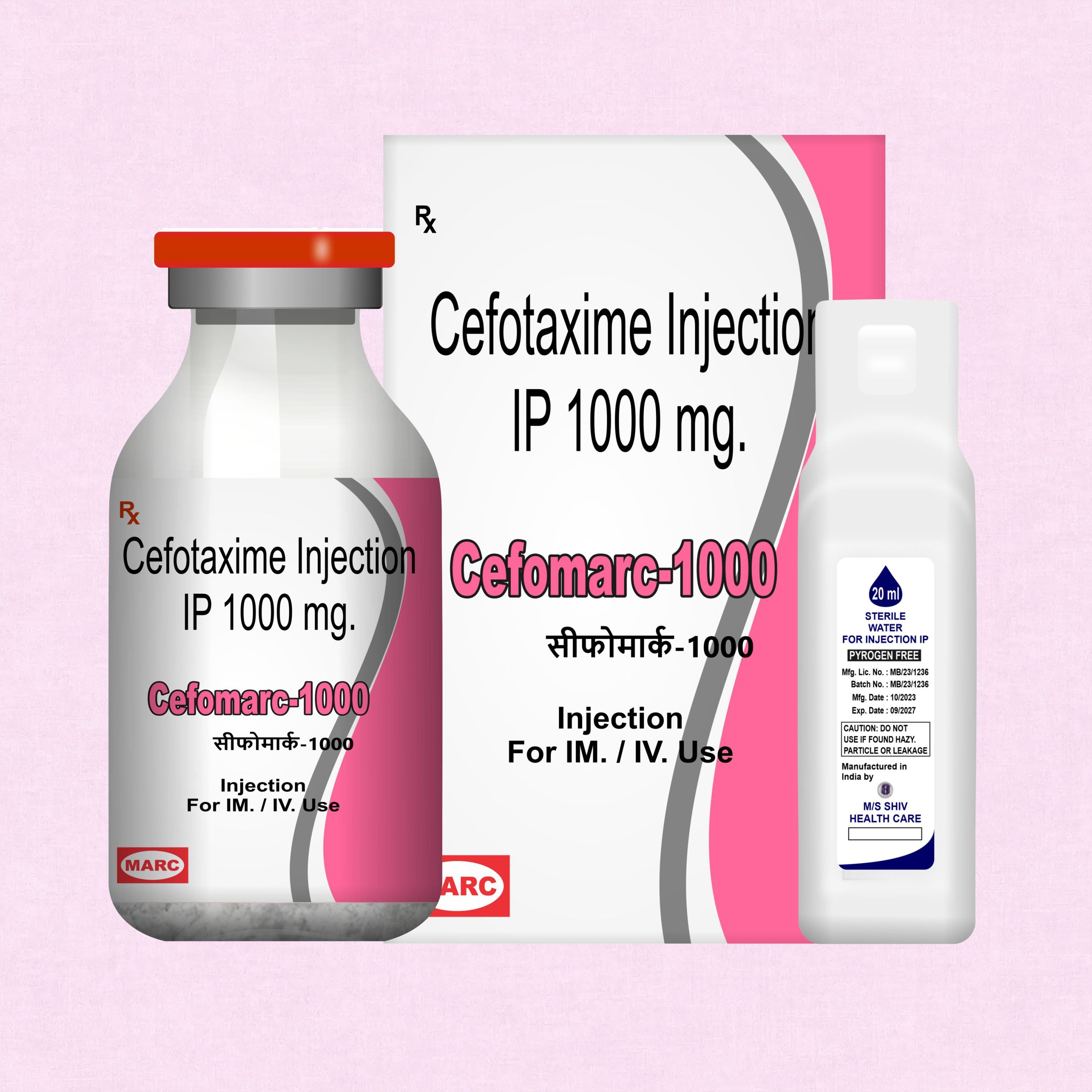 Cefomarc 1000 Injection – Fast-Acting IV Antibiotic for Serious Bacterial Infections (Pack of 6)