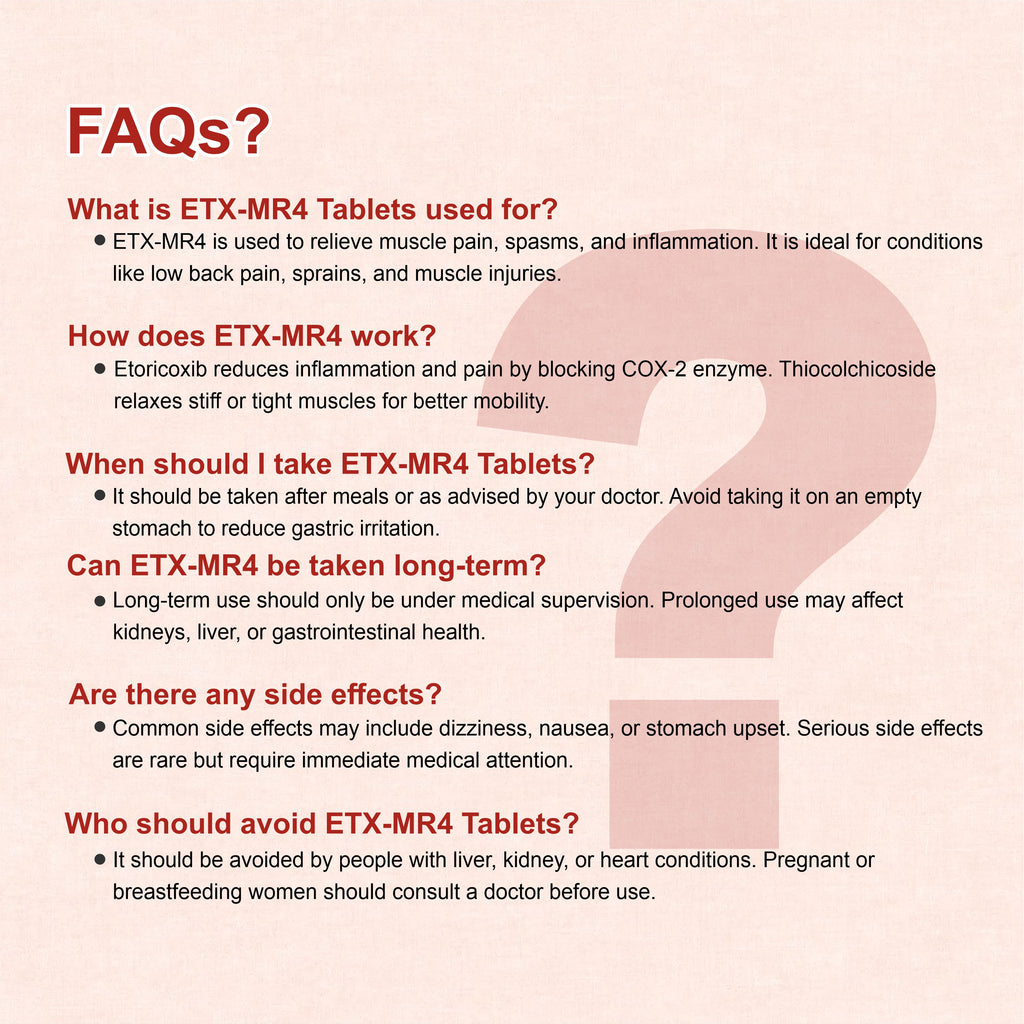 Etx M4 Tablet – Dual Action Pain Relief & Muscle Relaxant for Joint, Back, and Muscle Spasms