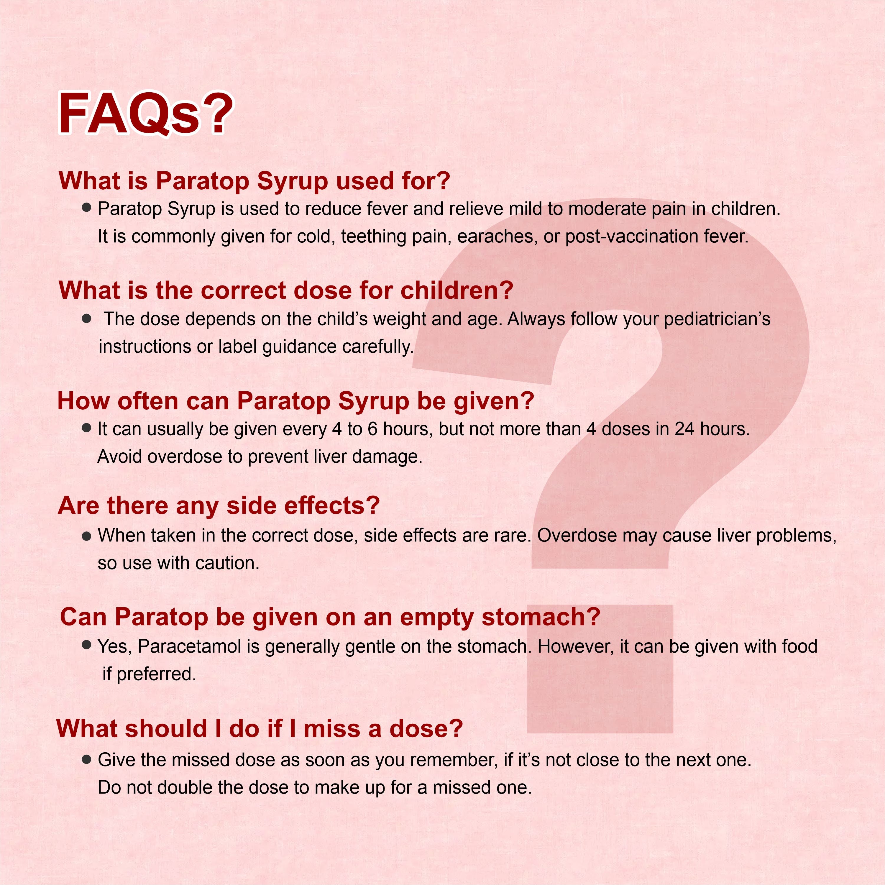 Paratop Paracetamol Syrup 60ml – Fever & Pain Relief Syrup for Children