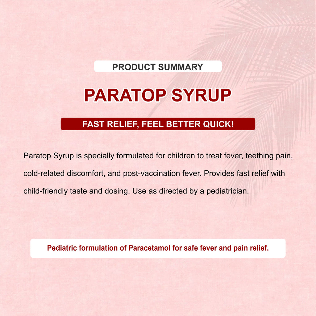 Paratop Paracetamol Syrup 60ml – Fever & Pain Relief Syrup for Children