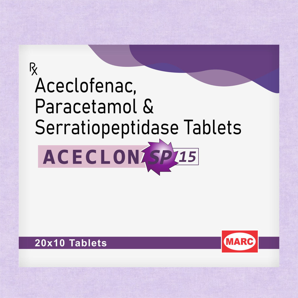 Marc Aceclon SP 15 Tablets – Triple Action Relief for Pain, Swelling & Inflammation