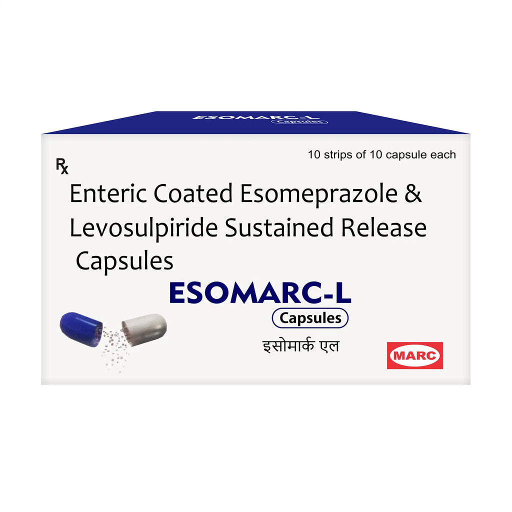 Esomarc-L Esomeprazole & Levosulpiride Capsule – Acidity, Nausea & Slow Digestion Relief