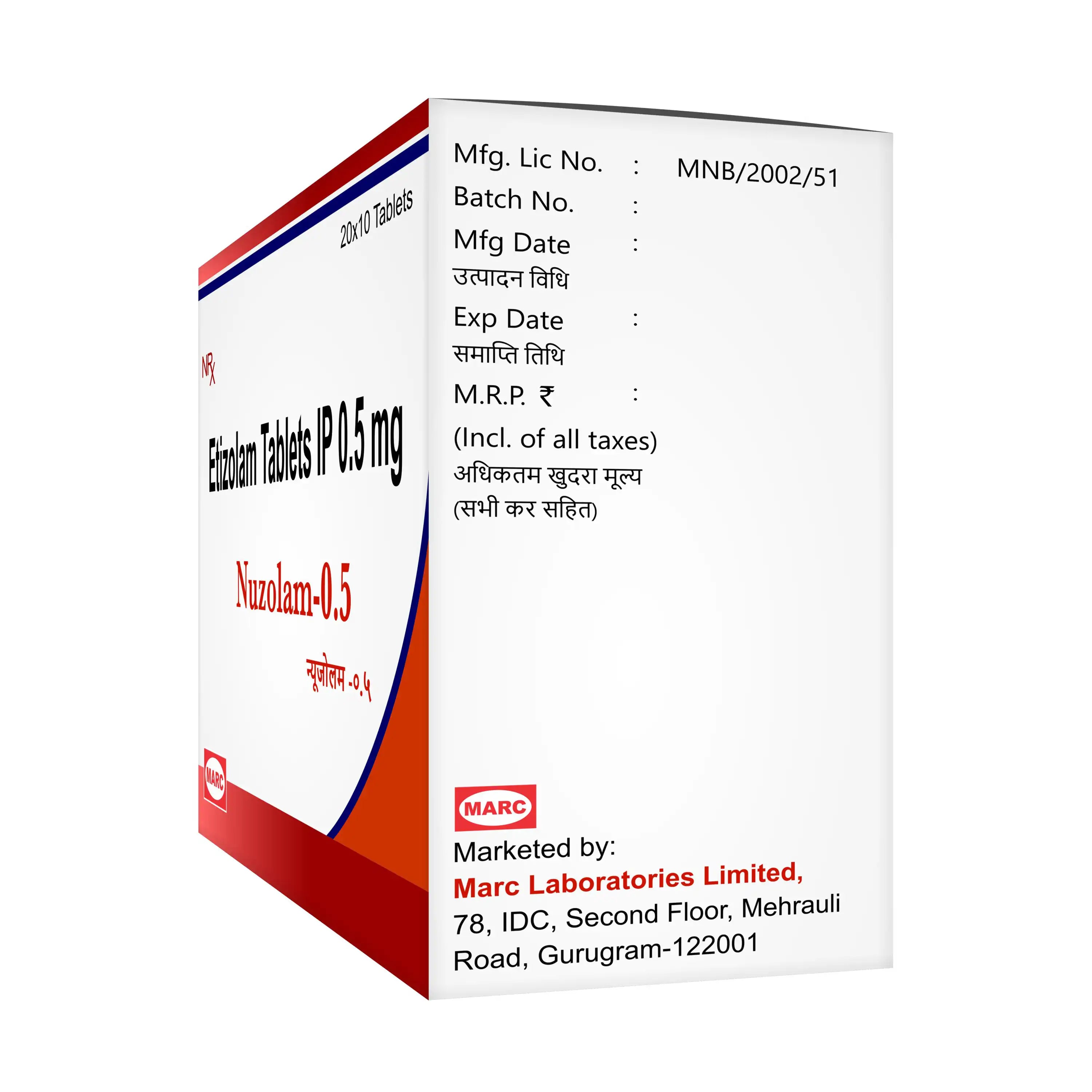 Nuzolam 0.5mg Alprazolam Tablet – Moderate Anxiety, Panic Disorder & Insomnia Relief