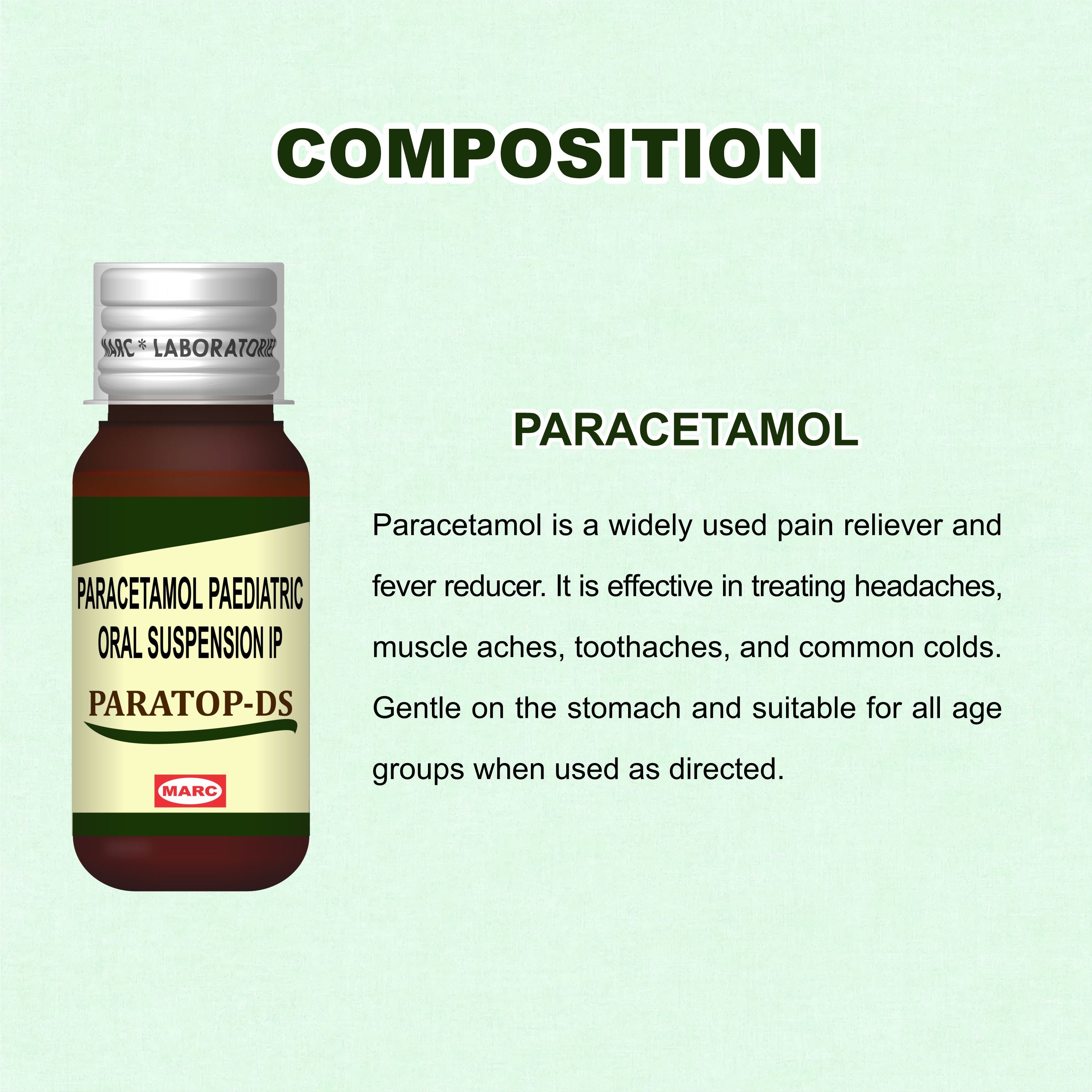 Paratop DS Suspension 250mg/5ml – Gentle & Effective Fever & Pain Relief for Children (Pack of 5)