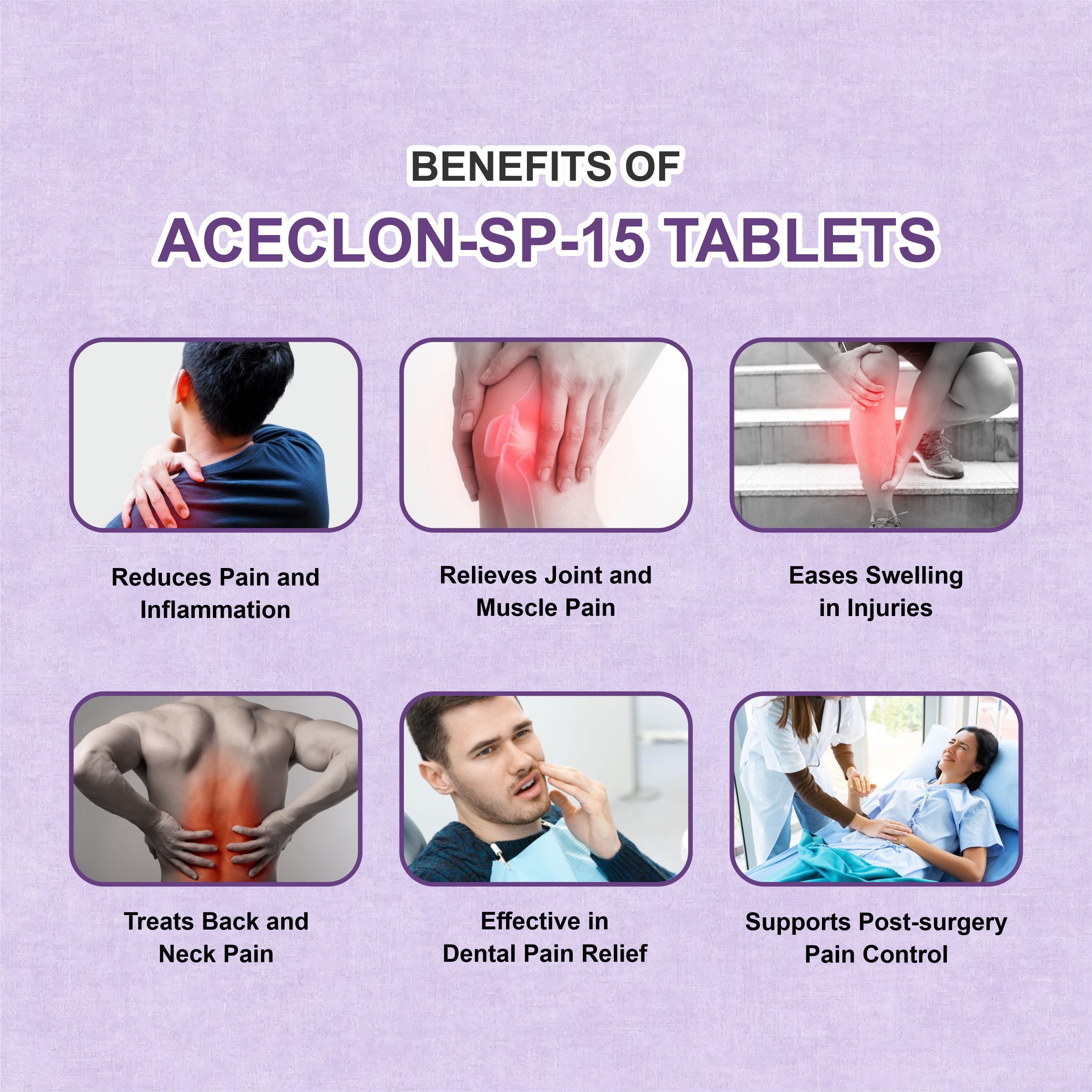 Marc Aceclon SP 15 Tablets – Triple Action Relief for Pain, Swelling & Inflammation