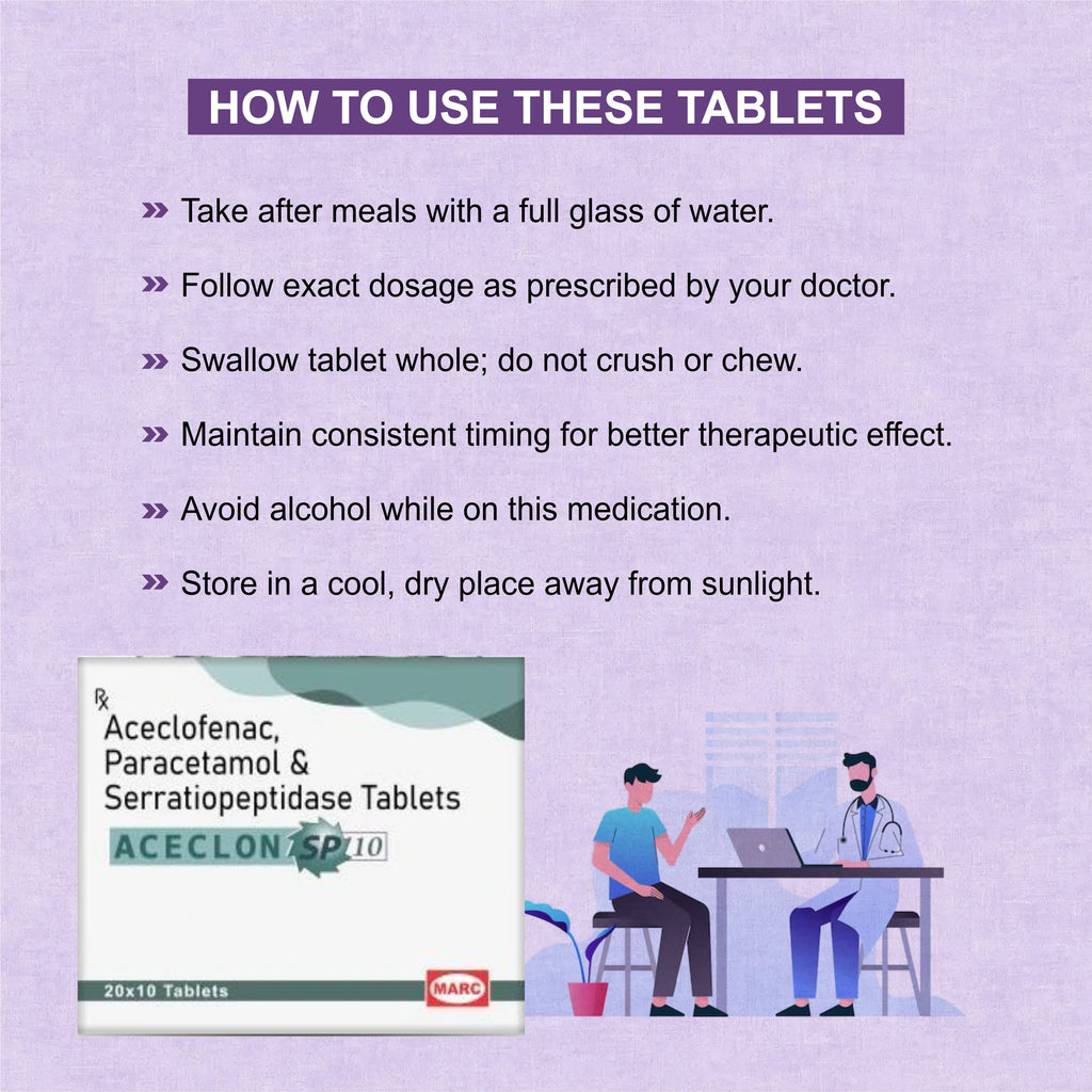 Marc Aceclon SP 10 Tablets – Triple Action Relief for Pain, Swelling & Inflammation