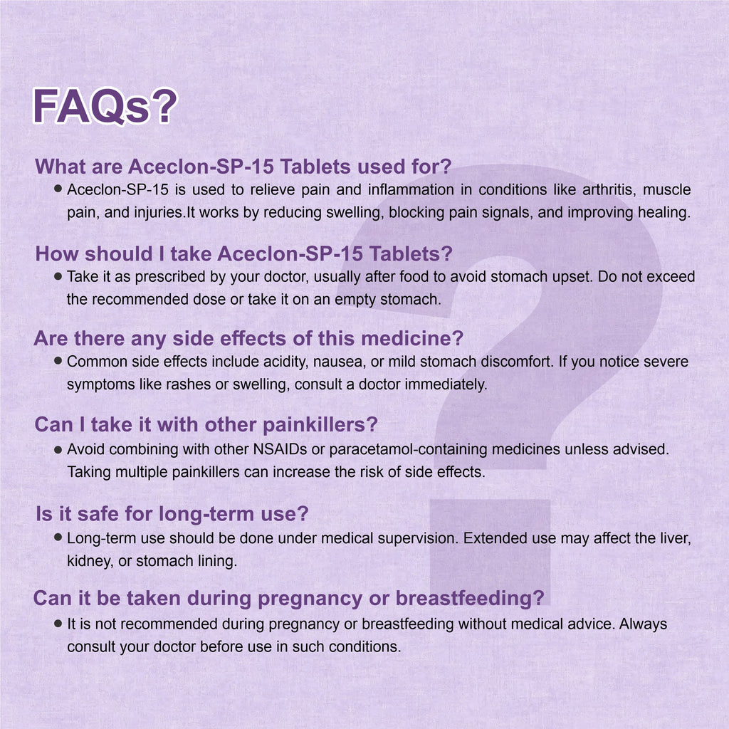 Marc Aceclon SP 15 Tablets – Triple Action Relief for Pain, Swelling & Inflammation