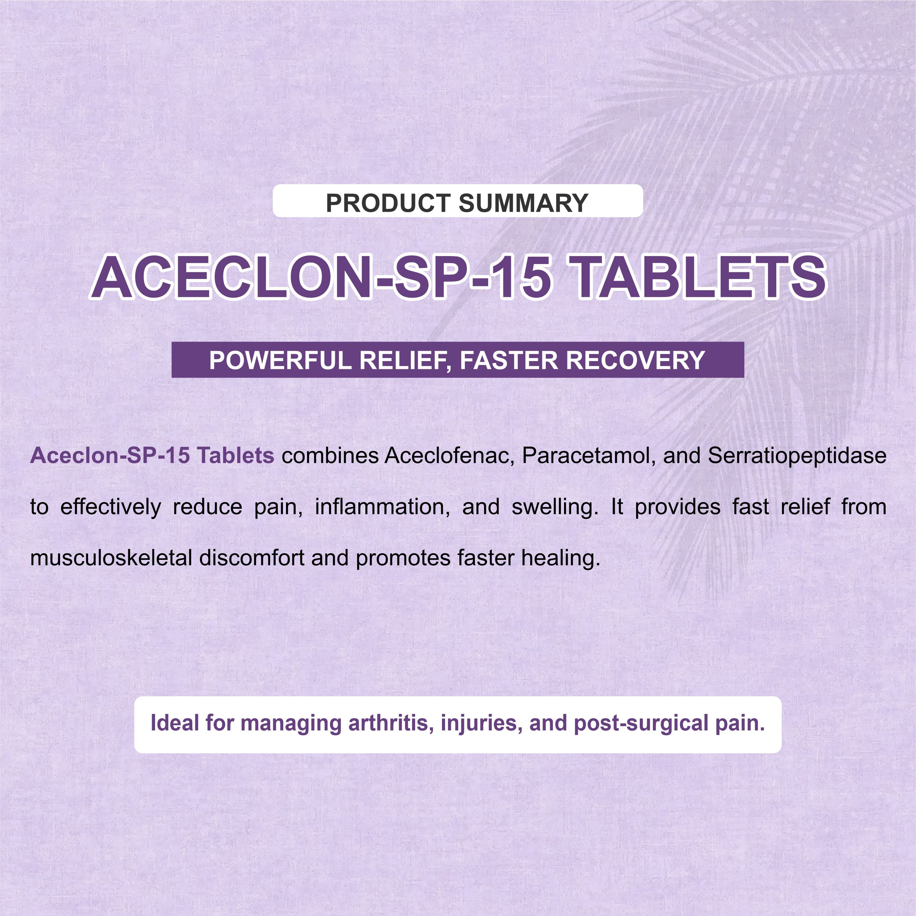 Marc Aceclon SP 15 Tablets – Triple Action Relief for Pain, Swelling & Inflammation