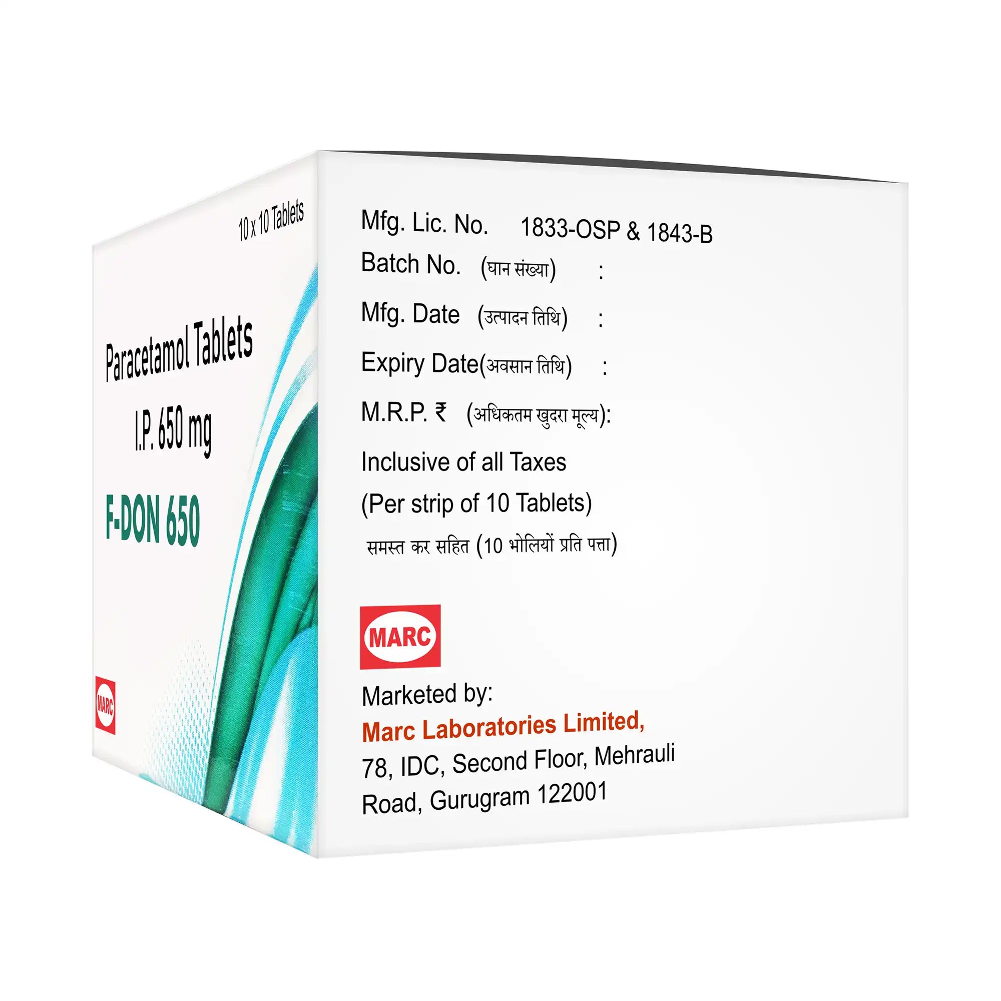 F-Don 650 Paracetamol 650mg Tablet – High Fever & Moderate Body Pain Relief for Adults