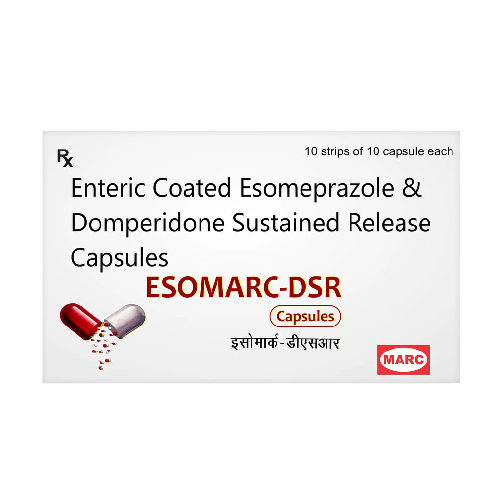 Esomarc DSR Esomeprazole & Domperidone Capsule – Acidity, Nausea & GERD Relief
