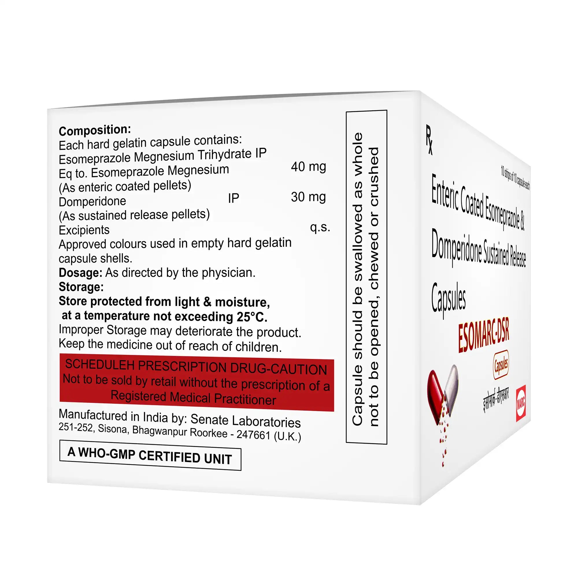 Esomarc DSR Esomeprazole & Domperidone Capsule – Acidity, Nausea & GERD Relief