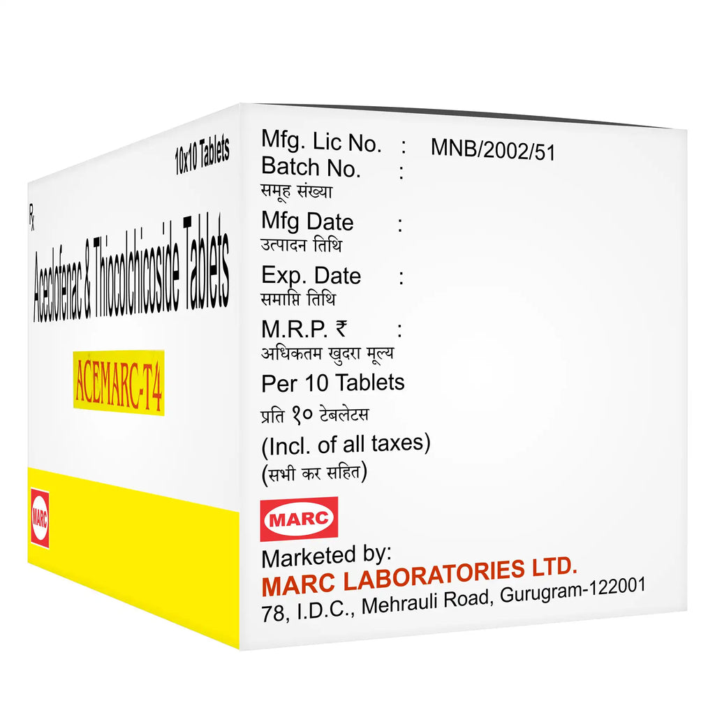 Acemarc T4 Aceclofenac & Thiocolchicoside Tablet – Joint Pain, Back Pain & Muscle Spasm