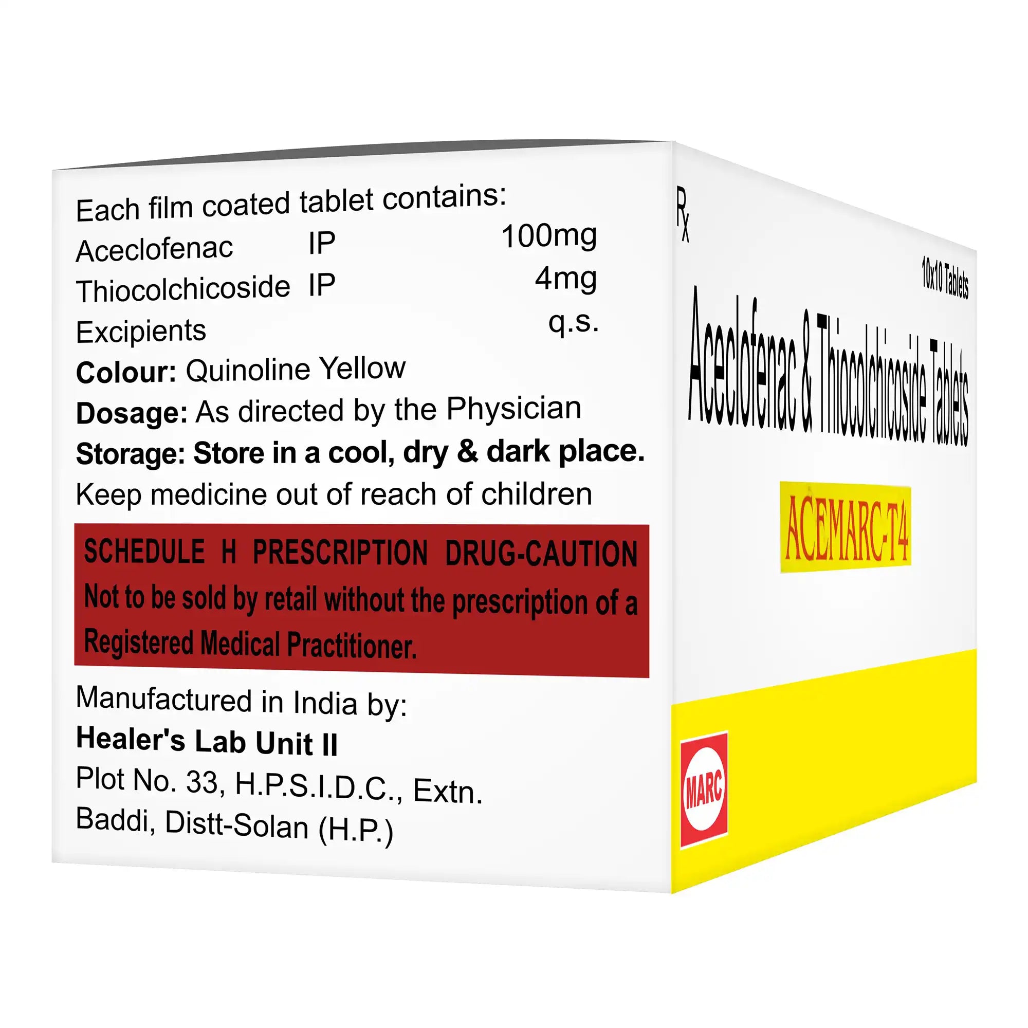 Acemarc T4 Aceclofenac & Thiocolchicoside Tablet – Joint Pain, Back Pain & Muscle Spasm