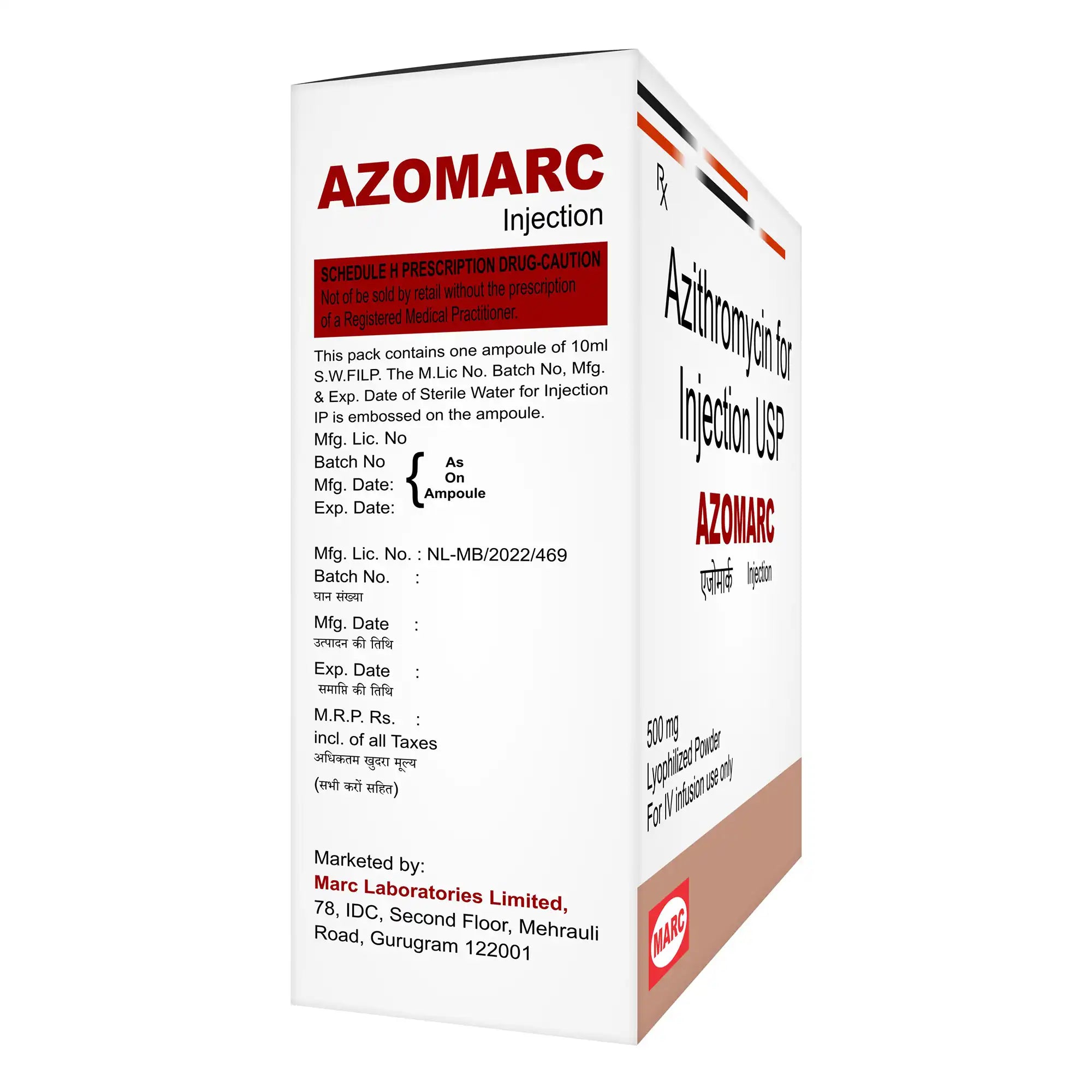 Azomarc Azithromycin Injection – Injectable Antibiotic for Severe Respiratory Infections
