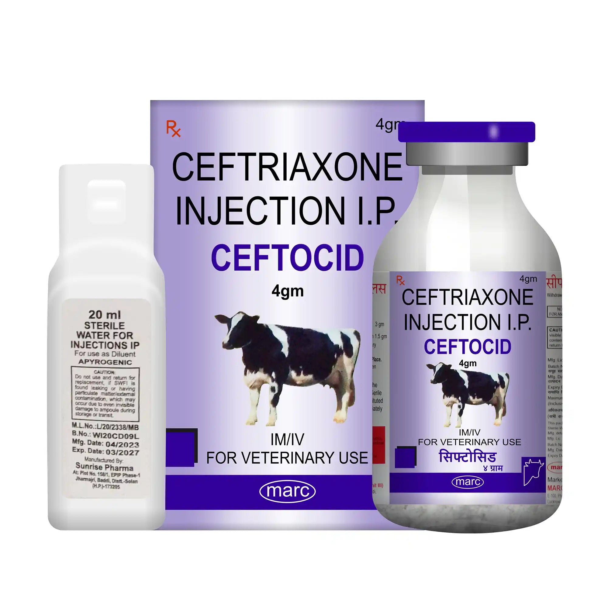 Ceftocid Ceftriaxone 4gm Veterinary Injection – Hospital-Grade Antibiotic for Severe Livestock Infections