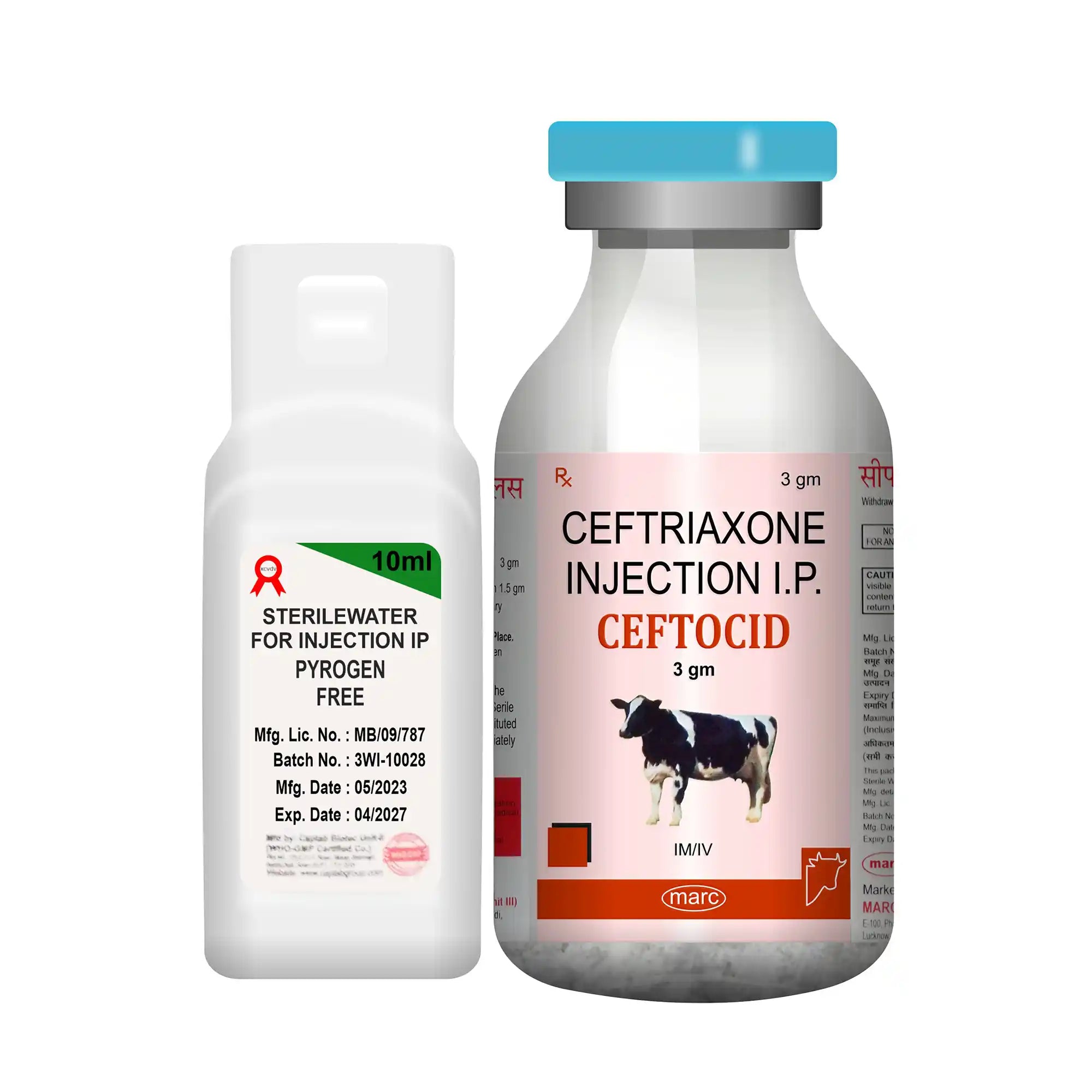 Ceftocid Ceftriaxone 3gm Veterinary Injection – Broad-Spectrum Antibiotic for Medium Livestock