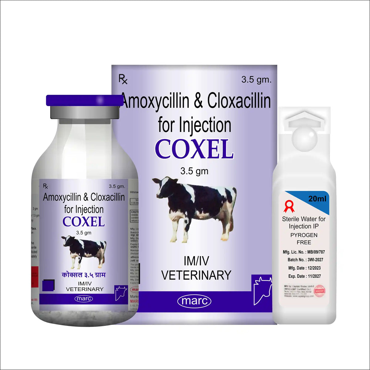 Coxel Amoxycillin & Cloxacillin Veterinary Injection 3.5gm – Antibiotic for Cattle Respiratory, UTI & Mastitis