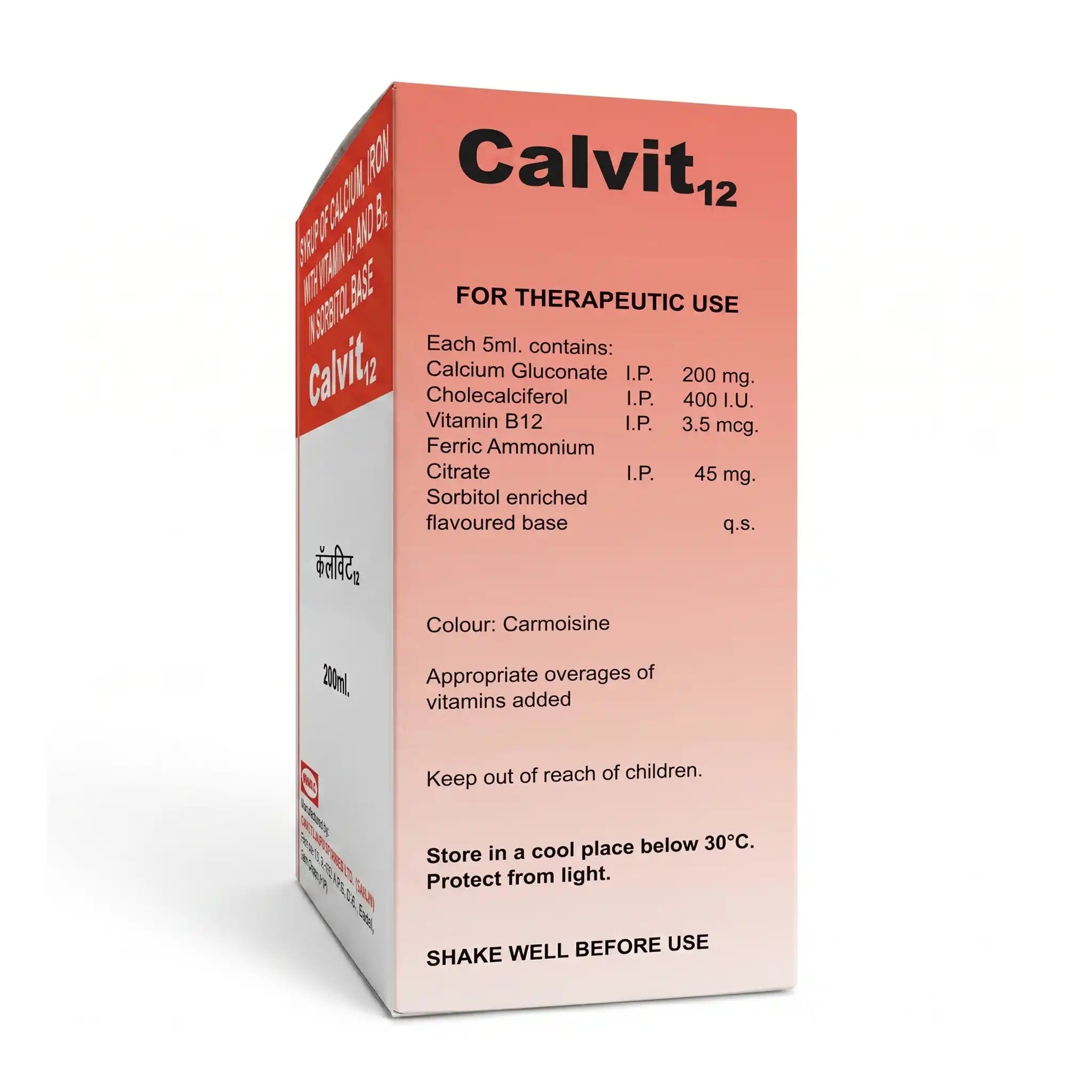 Calvit 12 Syrup 200ml – Calcium & Vitamin B12 Syrup for Bone & Blood Health