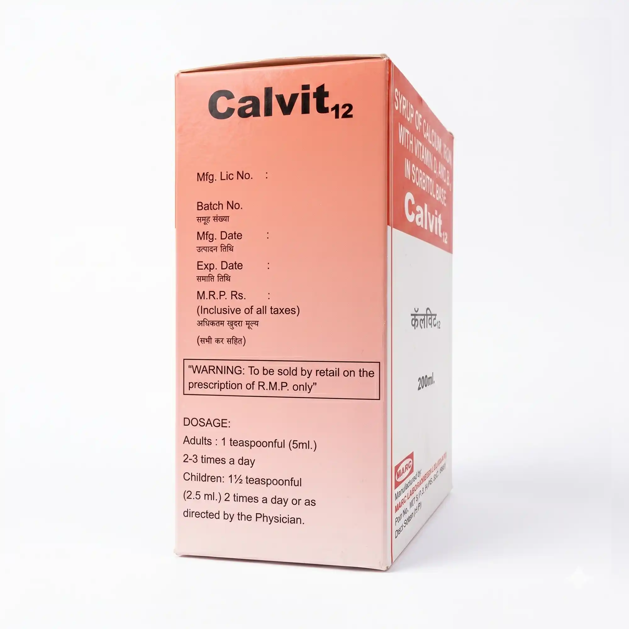 Calvit 12 Syrup 200ml – Calcium & Vitamin B12 Syrup for Bone & Blood Health